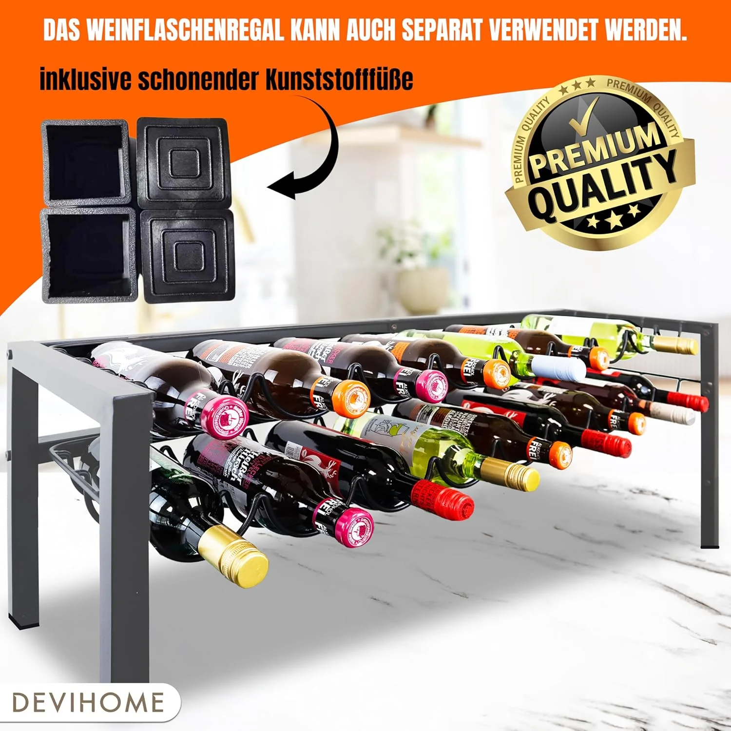Getränkekistenregal – Kippsicher & Extra Stabil | Metall Anthrazit | Mit Wandhalterung & Höhenverste - Image 4