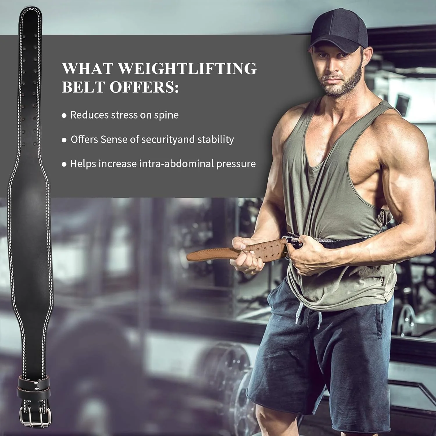 Gewichthebergürtel Leder 4” Trainingsgürtel Verstellbar Bodybuilding Gürtel Gewichtheben Gepolstert - Image 5