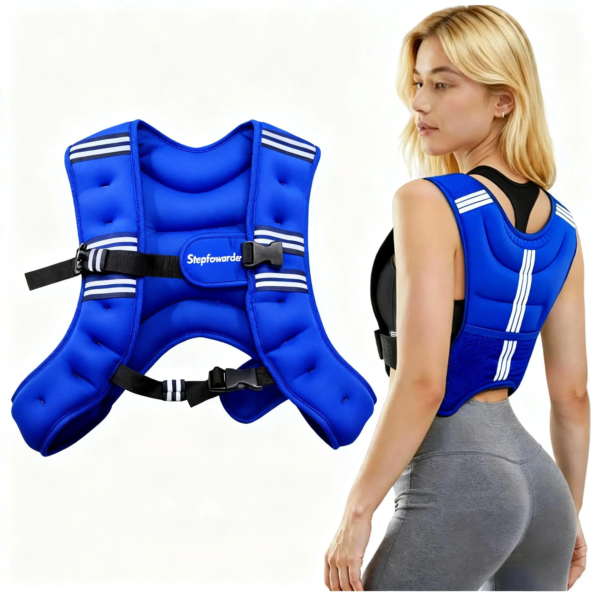 Gewichtsweste, 3kg / 5kg Trainingsweste mit Reflexstreifen und Verstell-Riemen, Fitnessweste für Kra