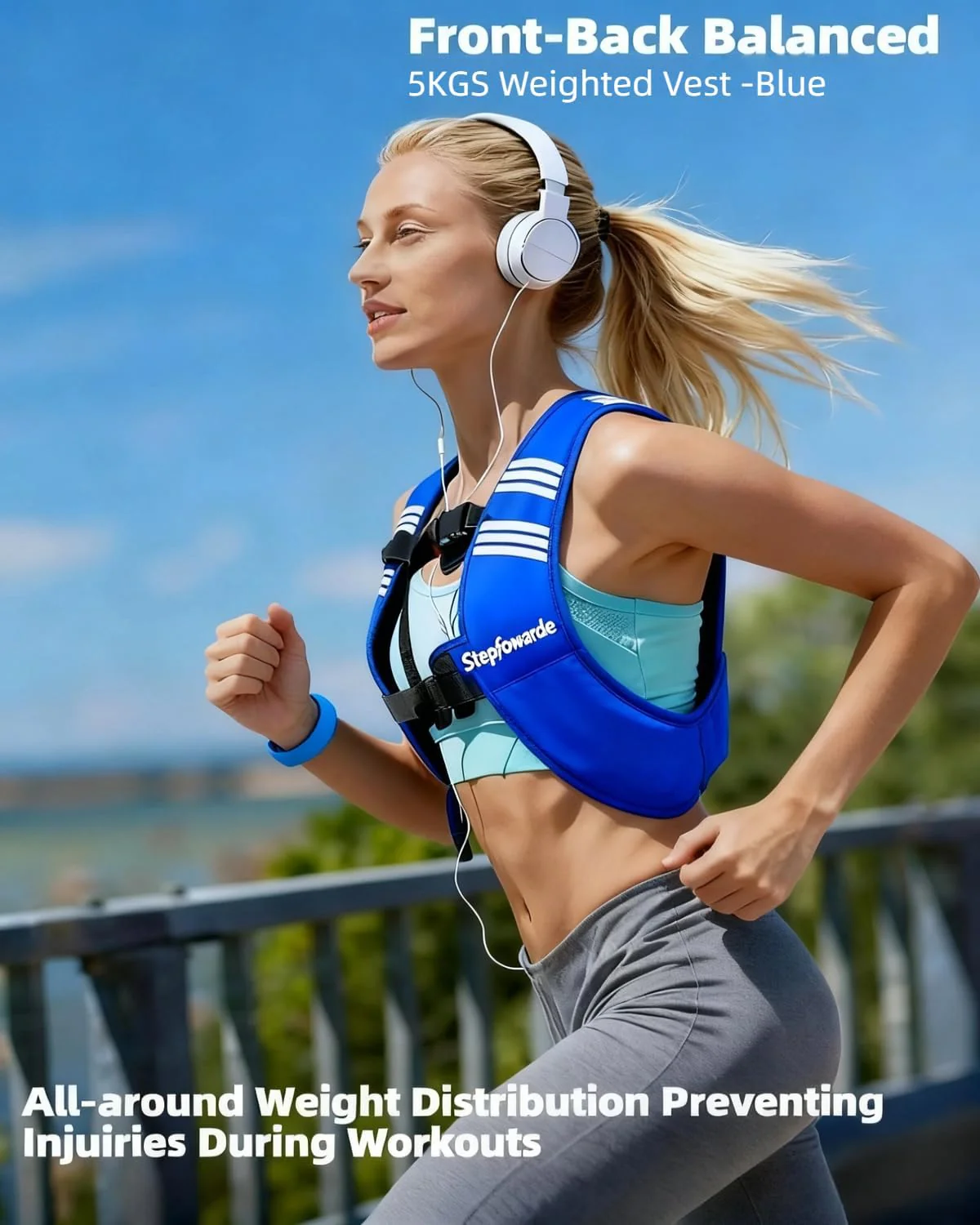 Gewichtsweste, 3kg / 5kg Trainingsweste mit Reflexstreifen und Verstell-Riemen, Fitnessweste für Kra - Image 2