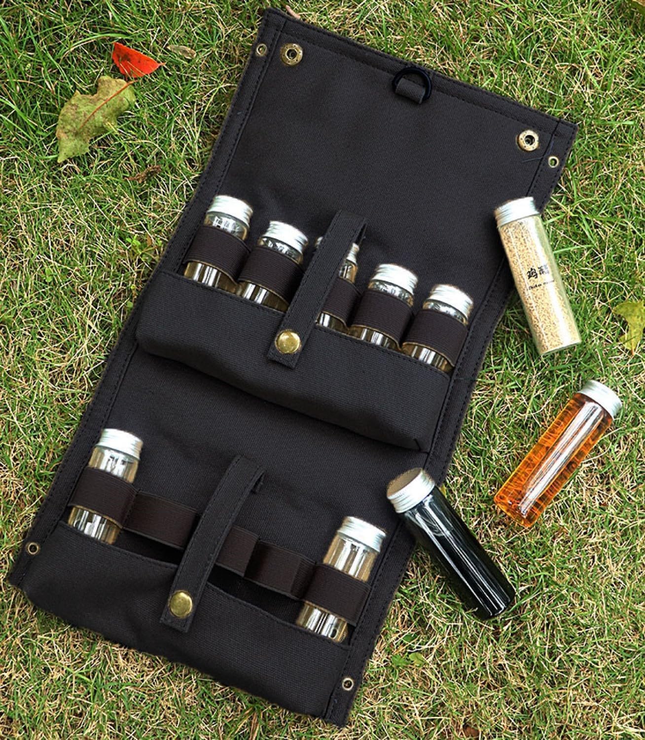 Gewürzgläser Set mit 10 Gewürzgläser, Gewürzdosen für Camping, Tragbare Gewürztasche, Gewürz-Aufbewa - Image 4