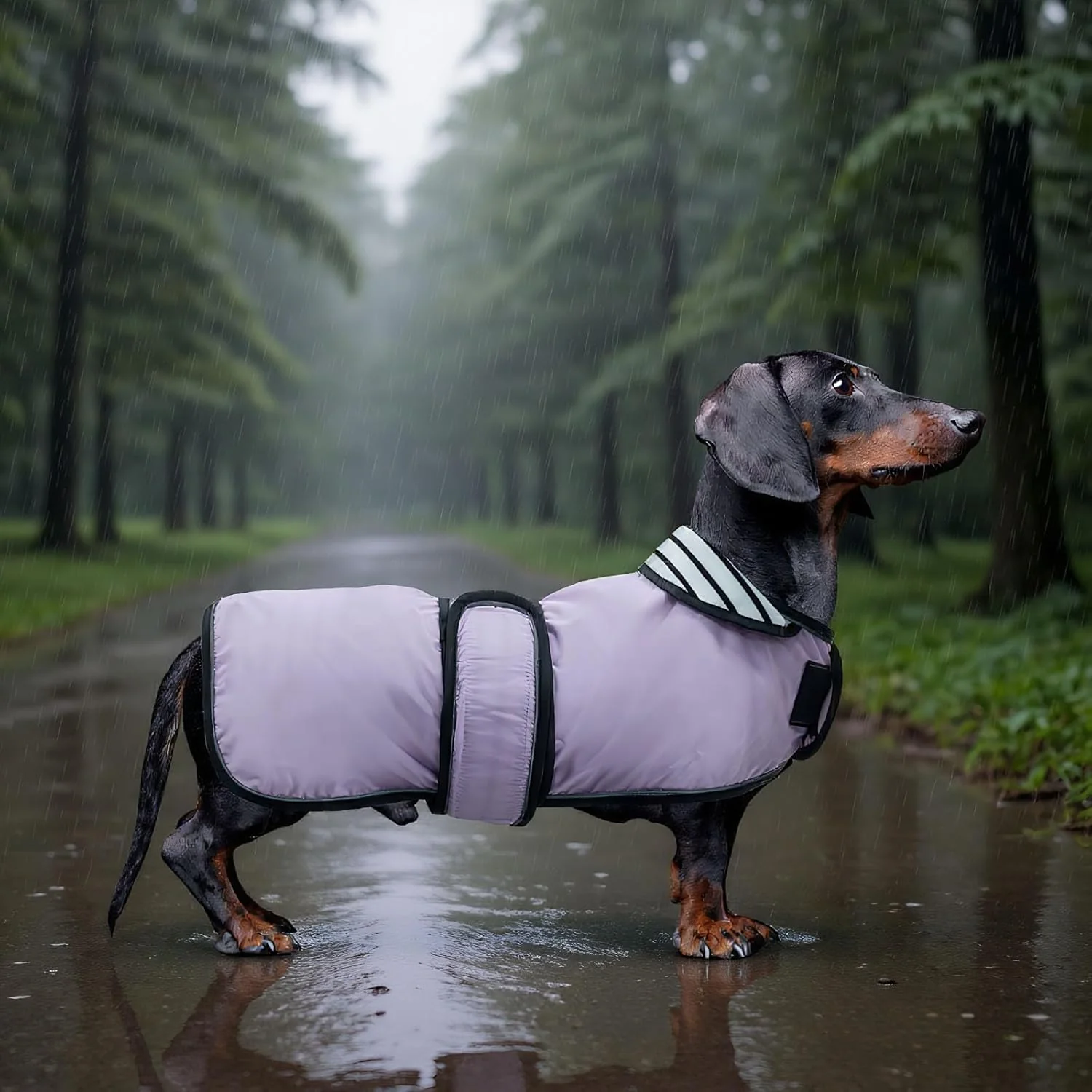 Geyecete Hunde Regenmantel,Einstellbar Wasserdicht Hundejacke für Dackel,Regenmantel mit reflektiere - Image 6