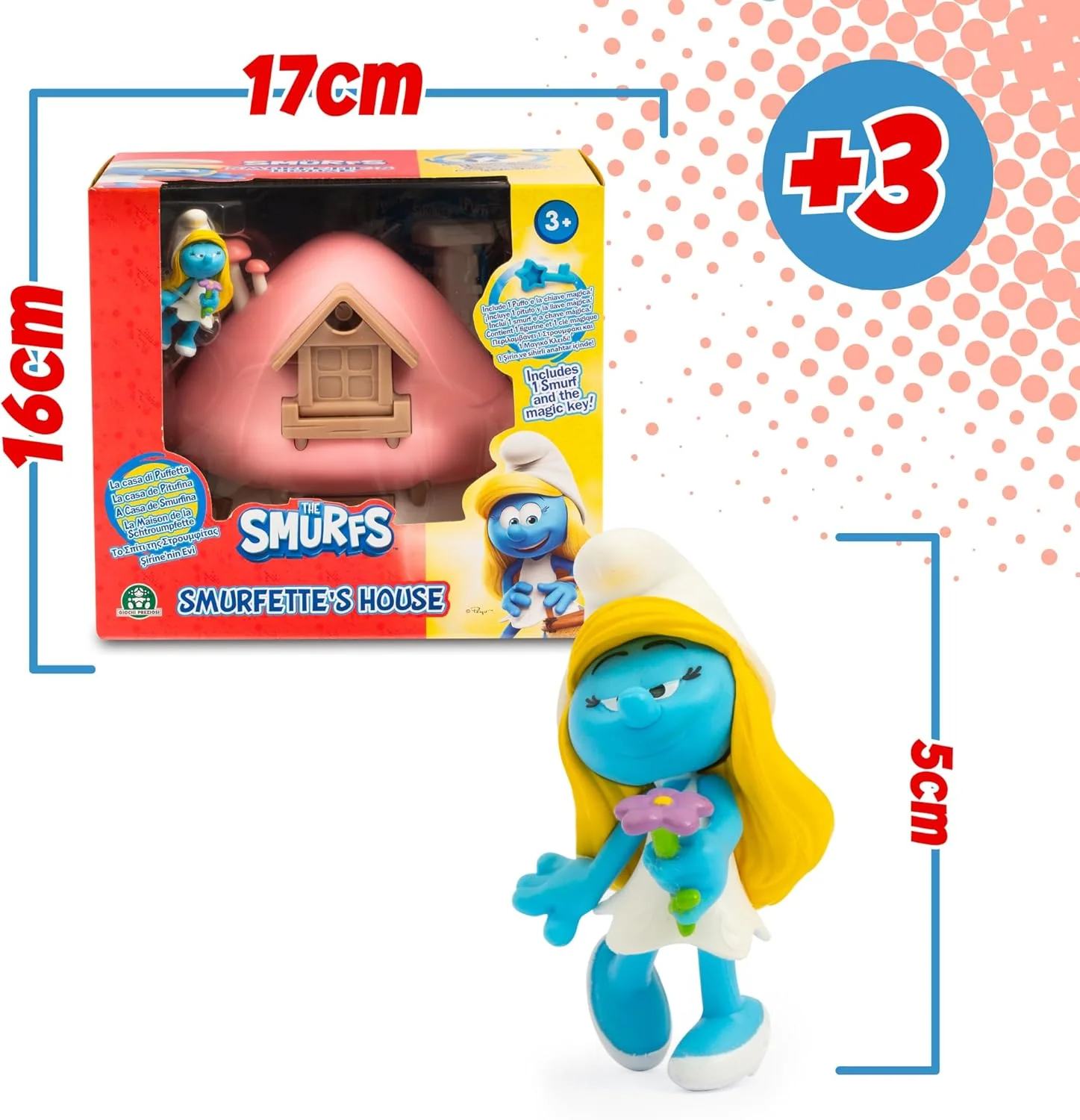 Giochi Preziosi Die Schlümpfe, Smurfette und Haus mit pinkem Dach Spielset mit Zubehör und Aufkleber - Image 2