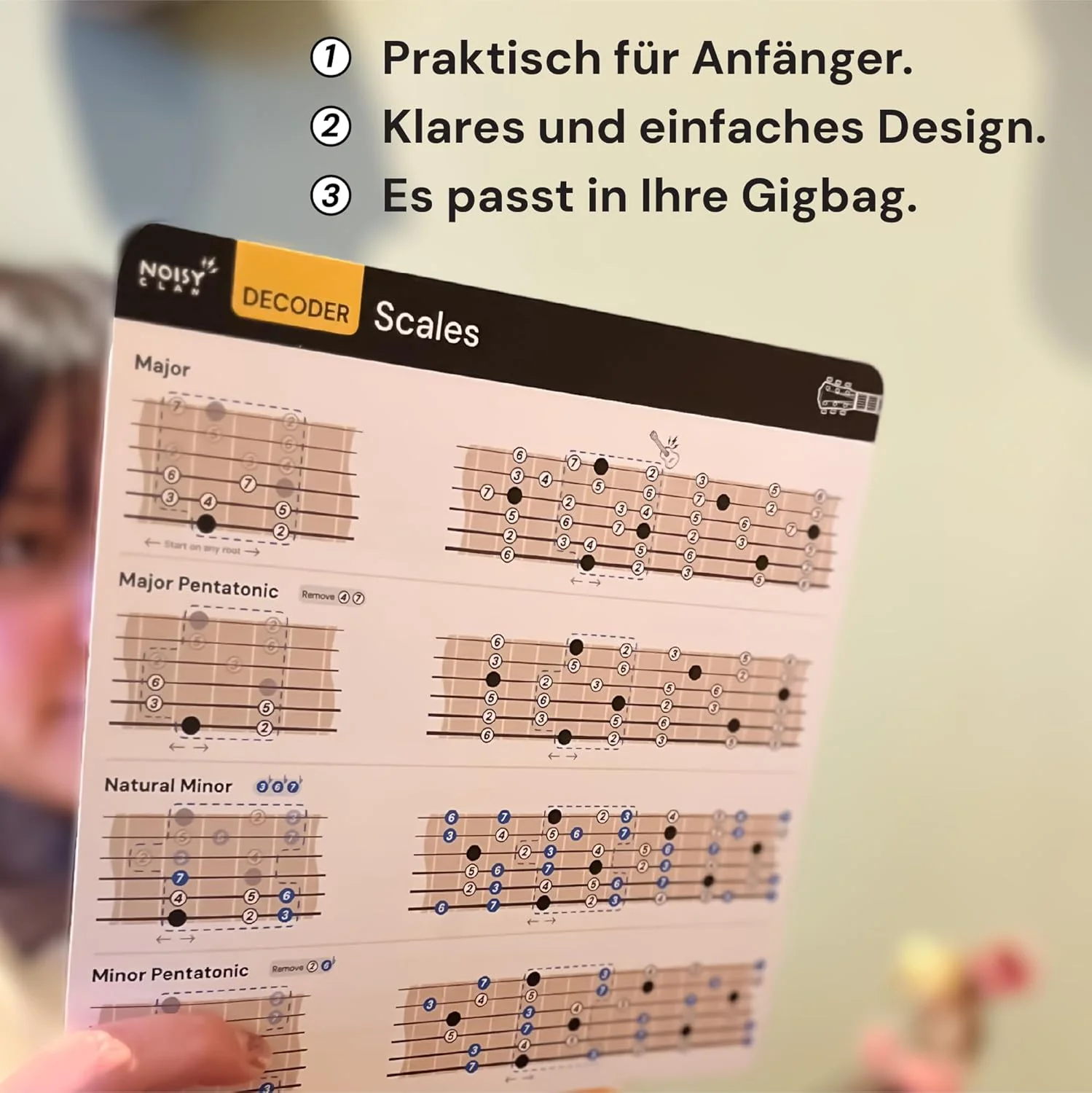 Gitarren-Spickzettel | Decoder Gitarrenakkord-Spickzettel, Hilfe beim Erlernen der Gitarre mit Noten - Image 3