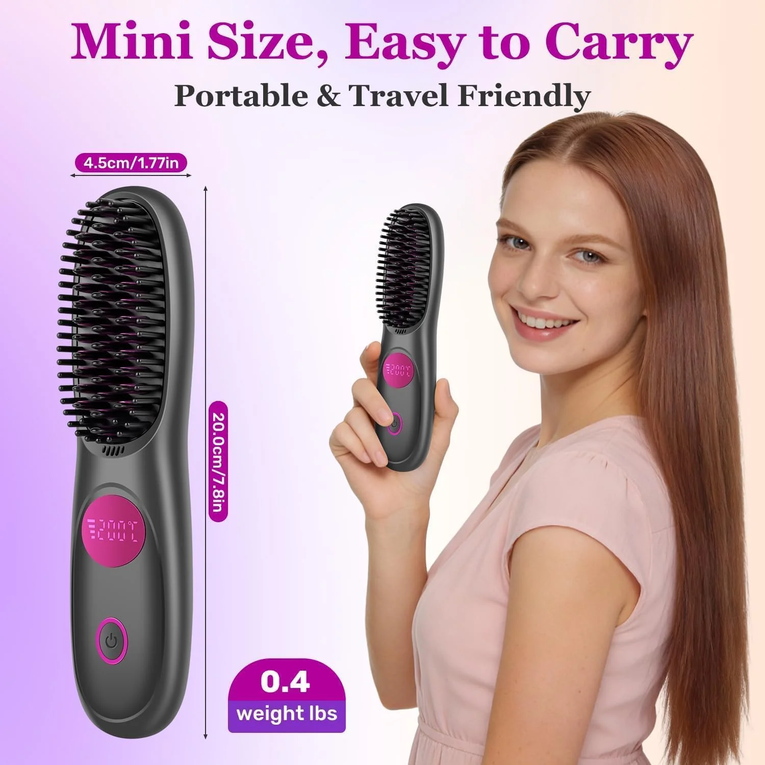 Glättbürste Kabellos, Stylingbürste für Kurze Haare Langes, Elektrisch Glätteisen mit Kabellos 3 Wär - Image 8