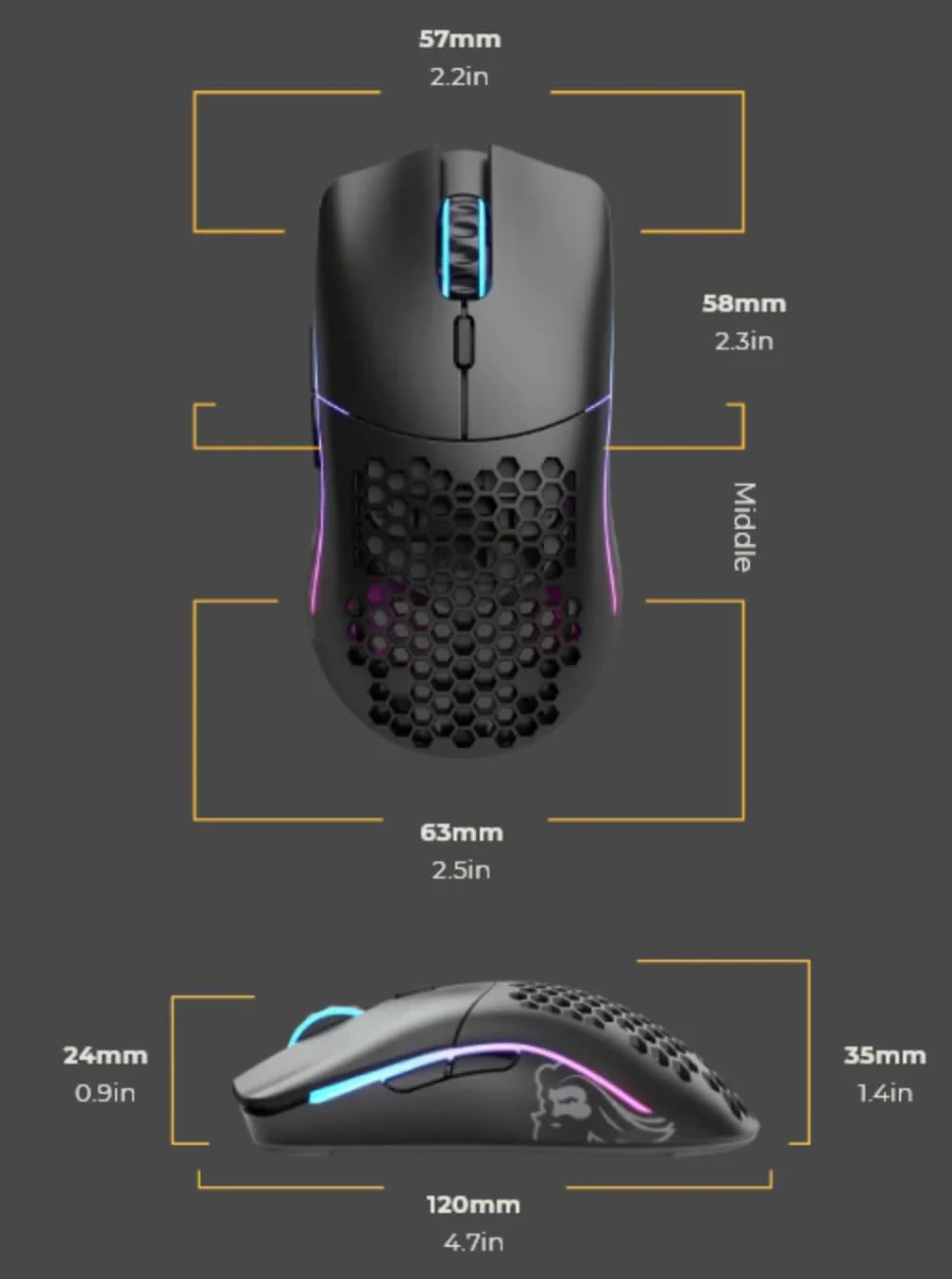 Glorious Gaming Model O- (Petite) Wireless Souris de jeu sans fil - Superlégère, conception nid d’ab - Image 7