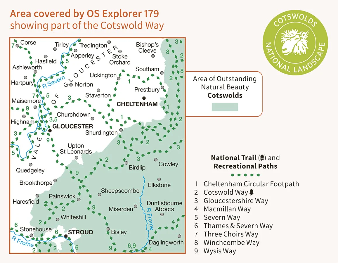 Gloucester, Cheltenham and Stroud (OS Explorer Map, Band 179), Karte - Image 3