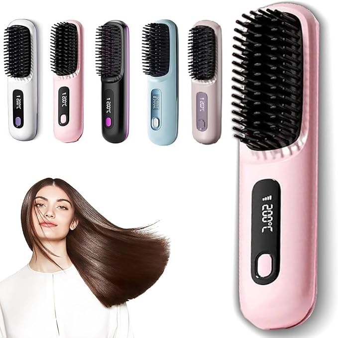 Go Brush Pro - Kabellose Haarglätterbürste 2025, Tragbar & Wiederaufladbar für Reisen und täglichen