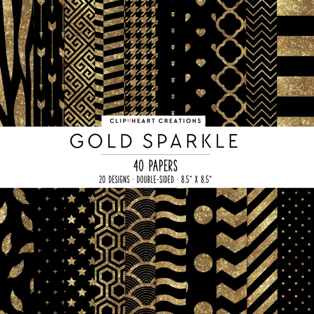 Gold Sparkle Scrapbook Paper: Decorative Craft Paper Pack, Craft Card Making, 40 Double-Sided Sheets