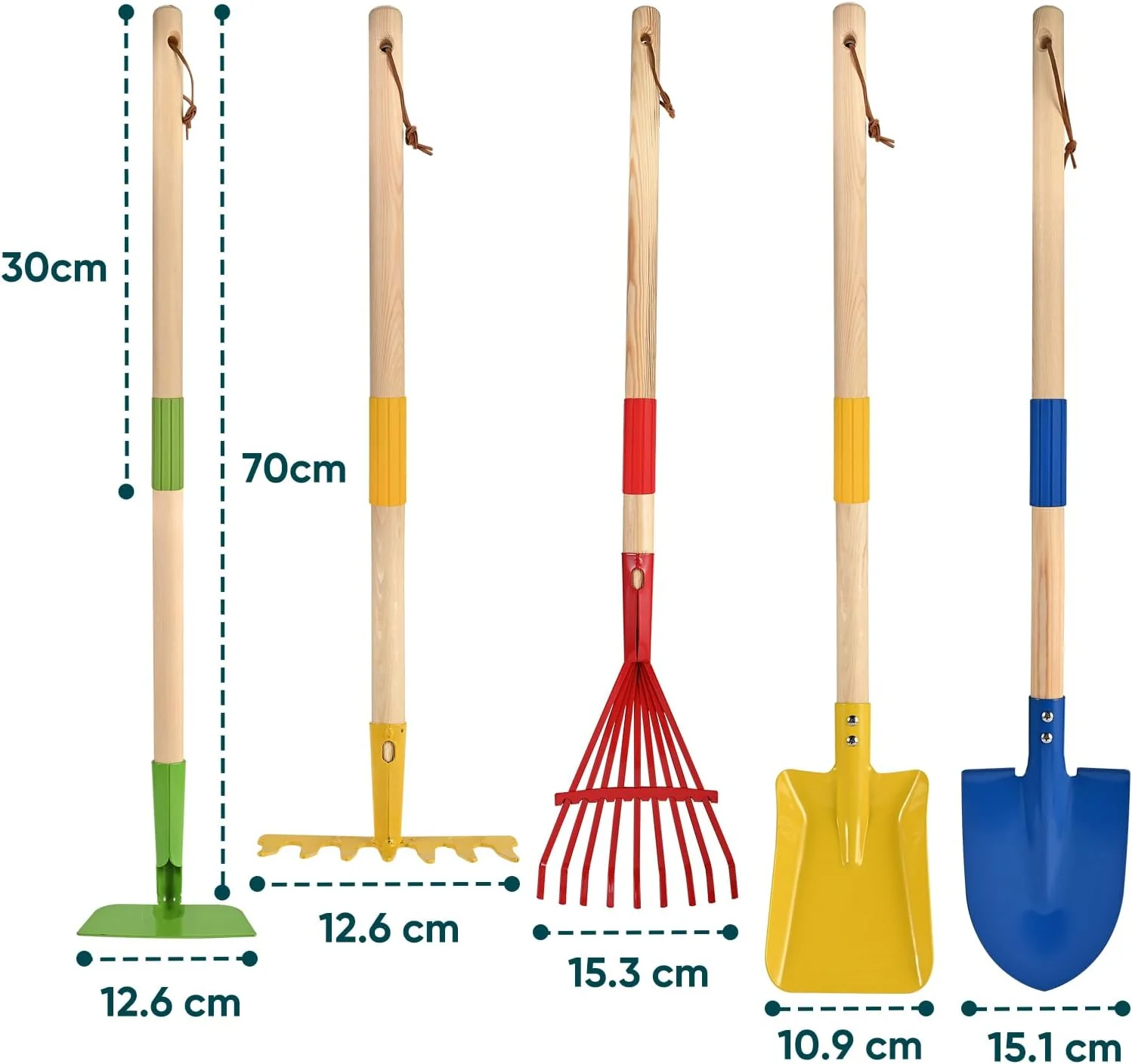 GOLDGE Schubkarre Kinder, 10 Stück Kinder Gartengeräte Set mit 5pcs Gartenwerkzeug Schaufel Set, Wer - Image 3