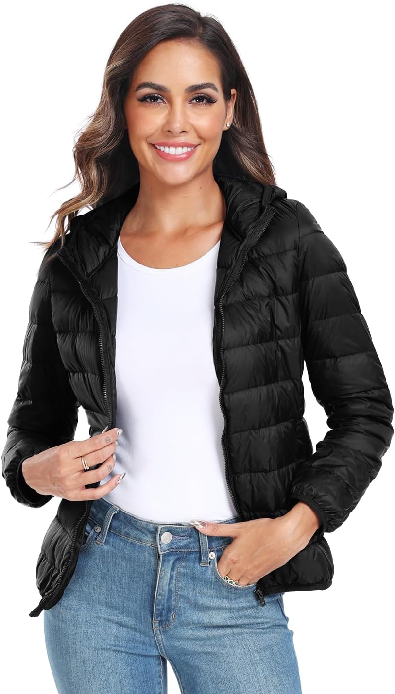 GOODSALEOK Leichte Daunenjacke üBergangsjacke Damen Kurze Gesteppte Winterjacke Mit Kapuze Winter-Ge - Image 2
