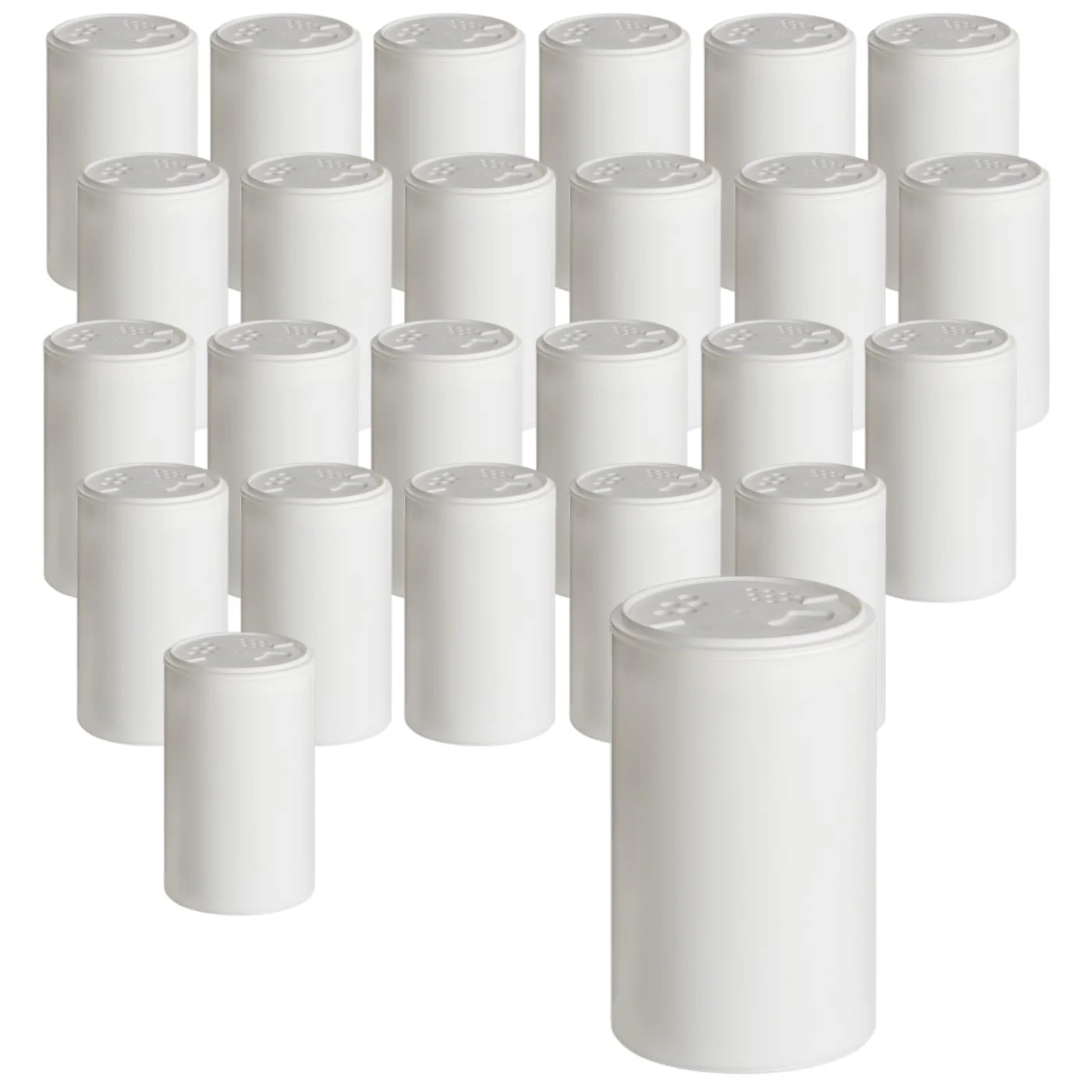 gouveo 24er Set Gewürzstreuer 200 ml weiss mit Streuaufsatz-Deckel - Gewürzdosen aus Kunststoff mit