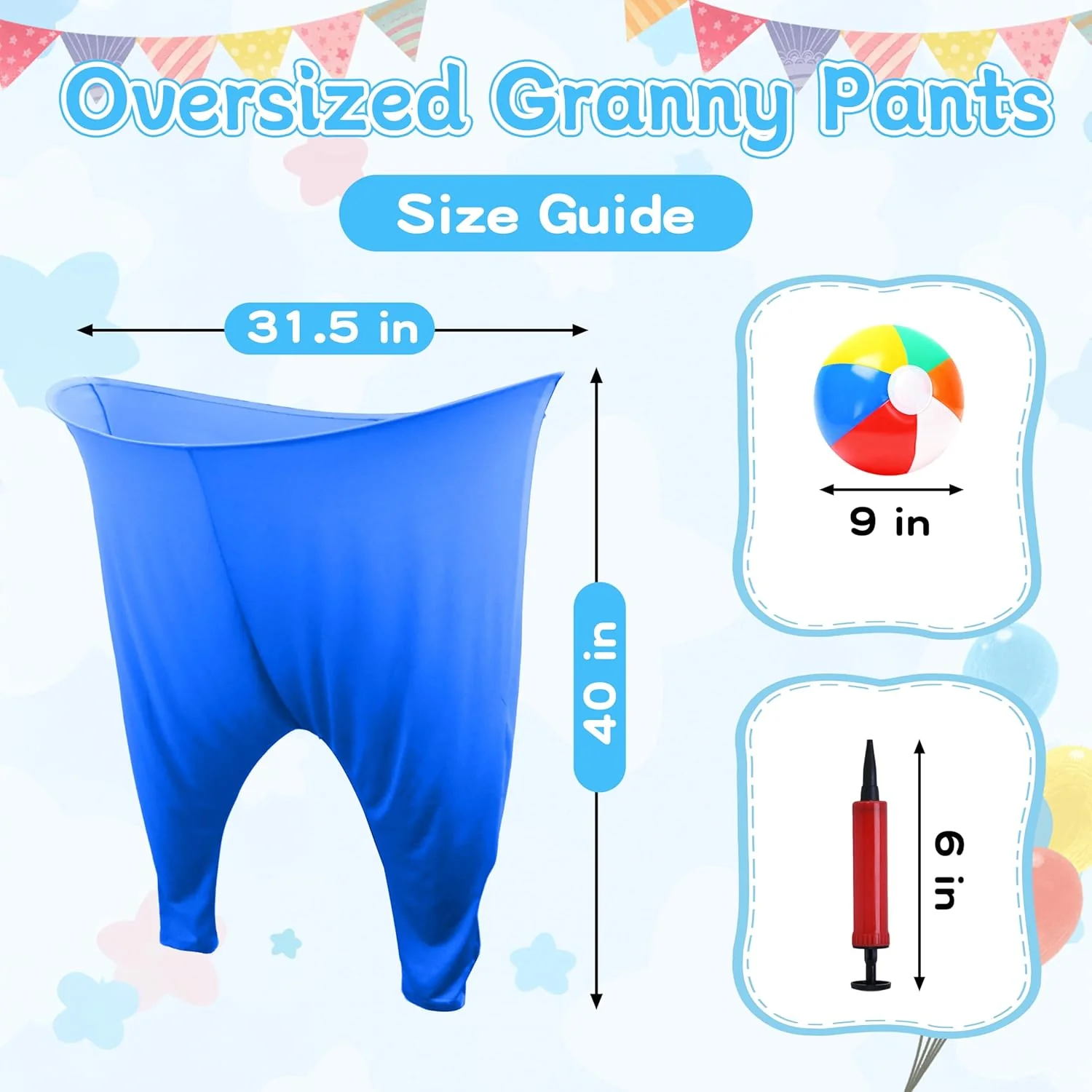 Granny Pants Yard Game 2er Set, Fanghosen-Spiel für Erwachsene, 2 Riesige Hosen, 12 Aufblasbare Rain - Image 8