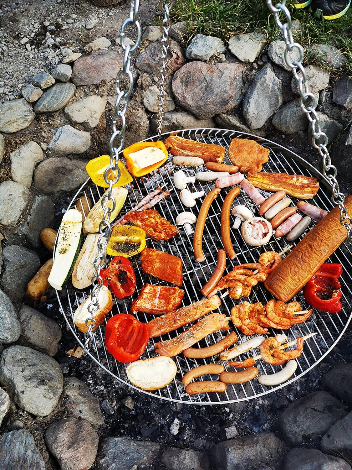 GriHero Grillrost Edelstahl Rund für Schwenkgrill, Ø 80 cm Grillgitter mit 3 Aufhängungsbohrungen fü - Image 5