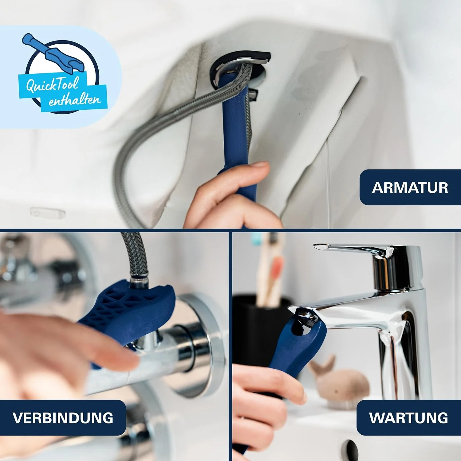 GROHE Dice, energiesparende Waschtischarmatur, Kaltwasser in Mittelstellung (Wasserhahn für das Bad, - Image 6
