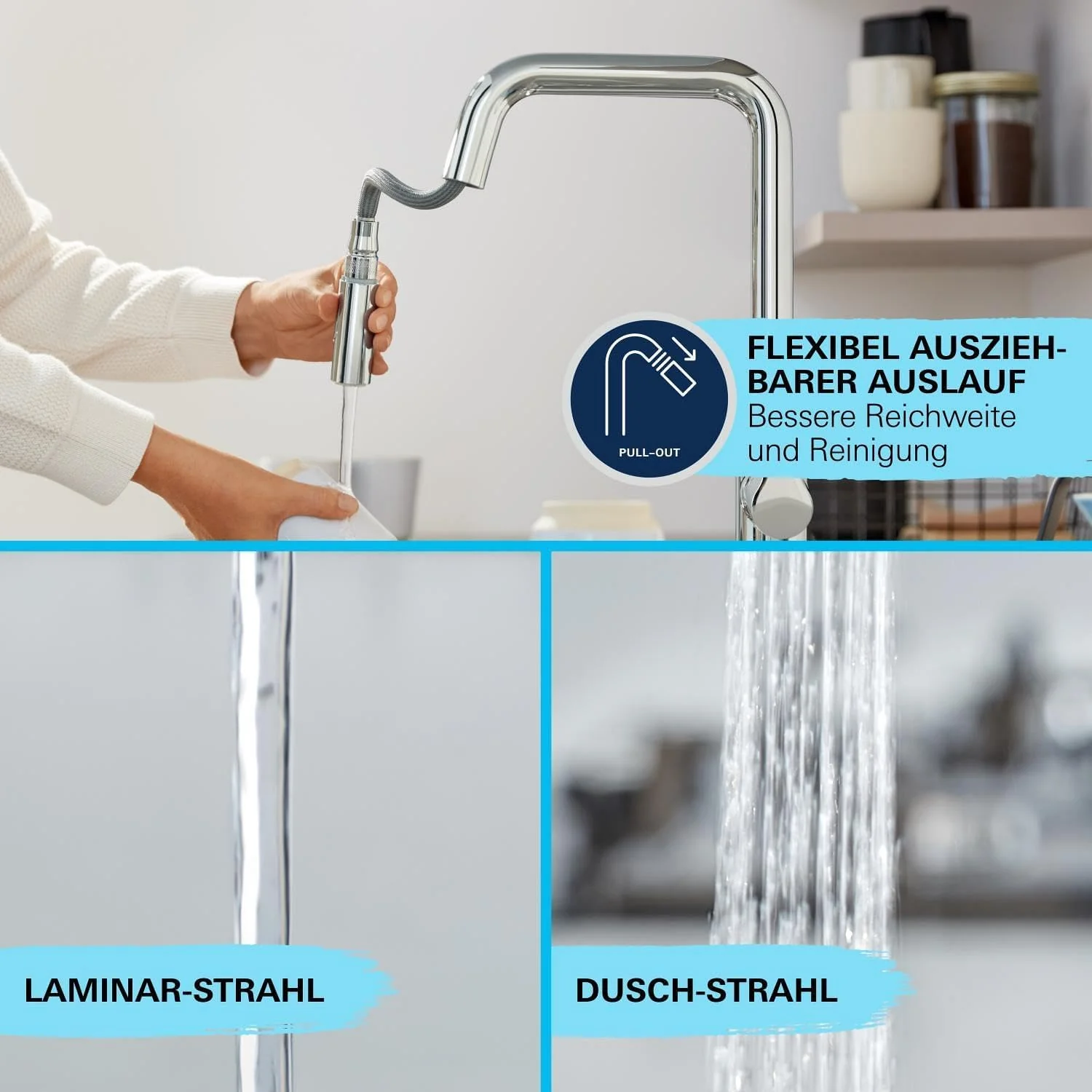 GROHE Start - Einhand- Spültischarmatur (hoher Auslauf, Schwenkbereich 360°, herausziehbare Dual Spü - Image 6