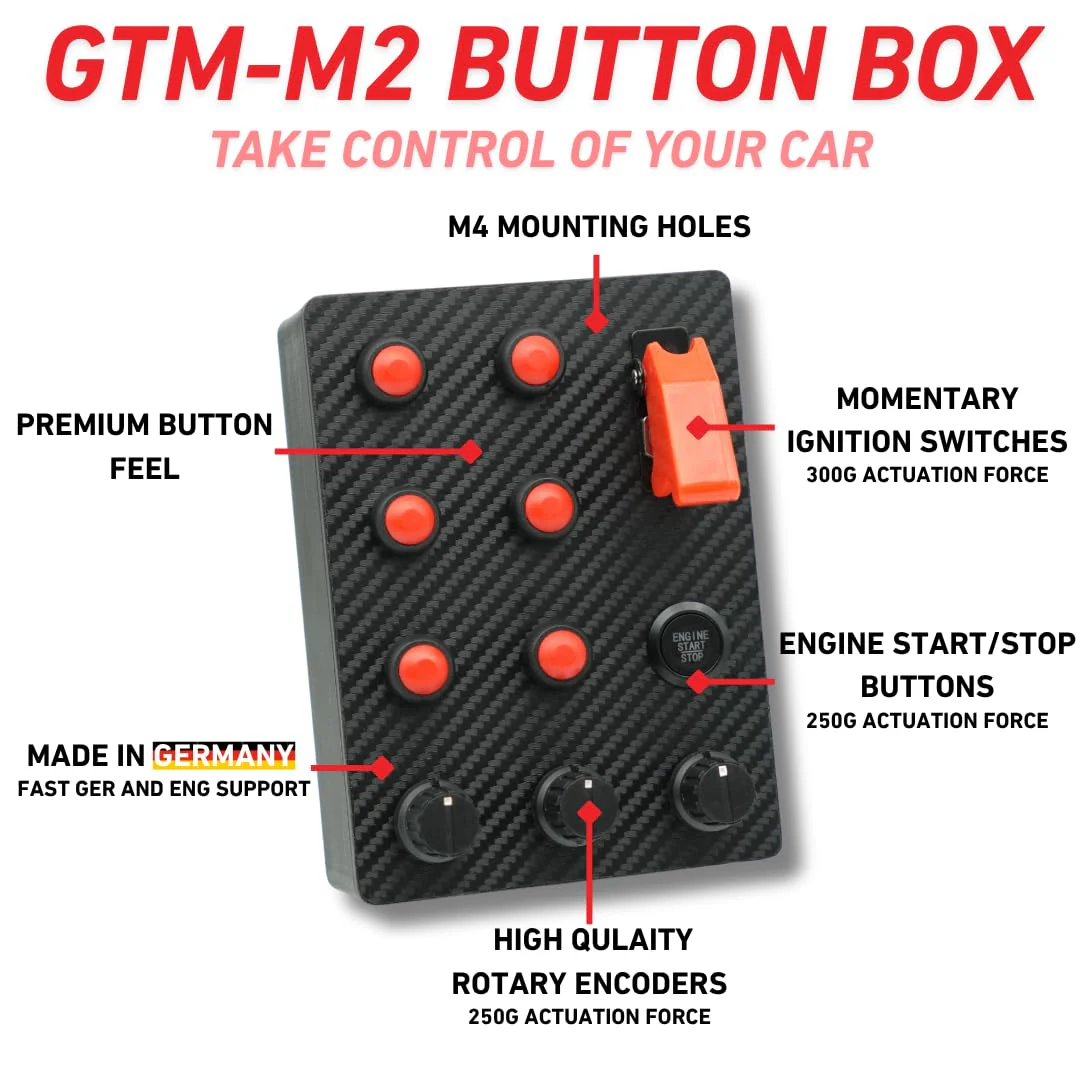 GTM-M2 SimRacing Button Box mit 17 Funktionen – PC-Seitenkonsole für Simracer | LED-Engine-Start & Z - Image 2