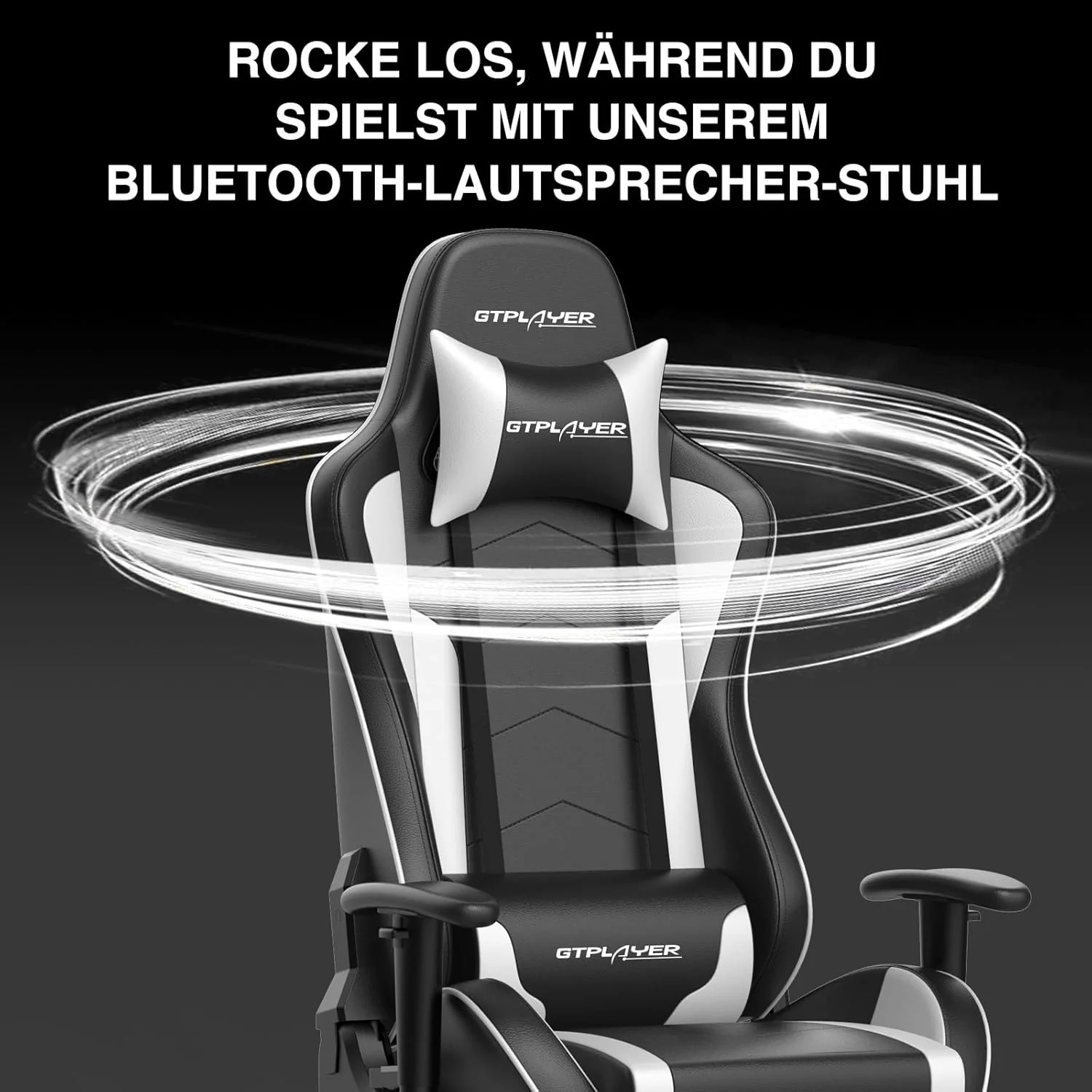 GTPLAYER Gaming Stuhl Gamer Stuhl mit Fussstütze Bluetooth Lautsprecher Ergonomischer Bürostuhl Comp - Image 8
