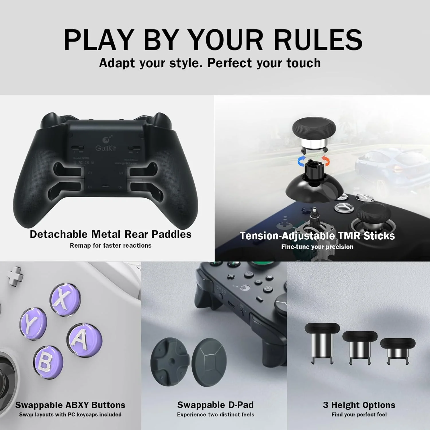 GuliKit TT Max Wireless Game Controller,Bluetooth,Hyperlink Wireless Adapter,Wired, Anti-Drift 720° - Image 5