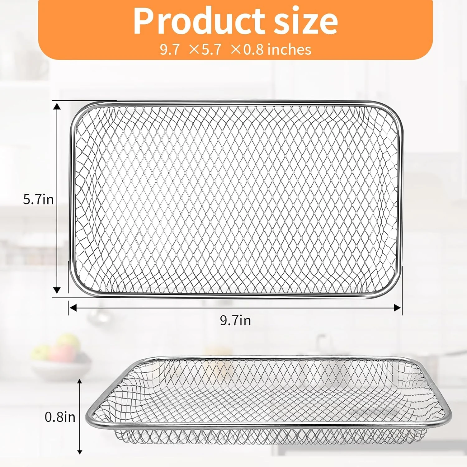 GXF Luftfritteusen-Netzeinsatz für Breville Halo Flexi Luftfritteuse, 24,6 x 14,5 x 2,3 cm, Edelstah - Image 2