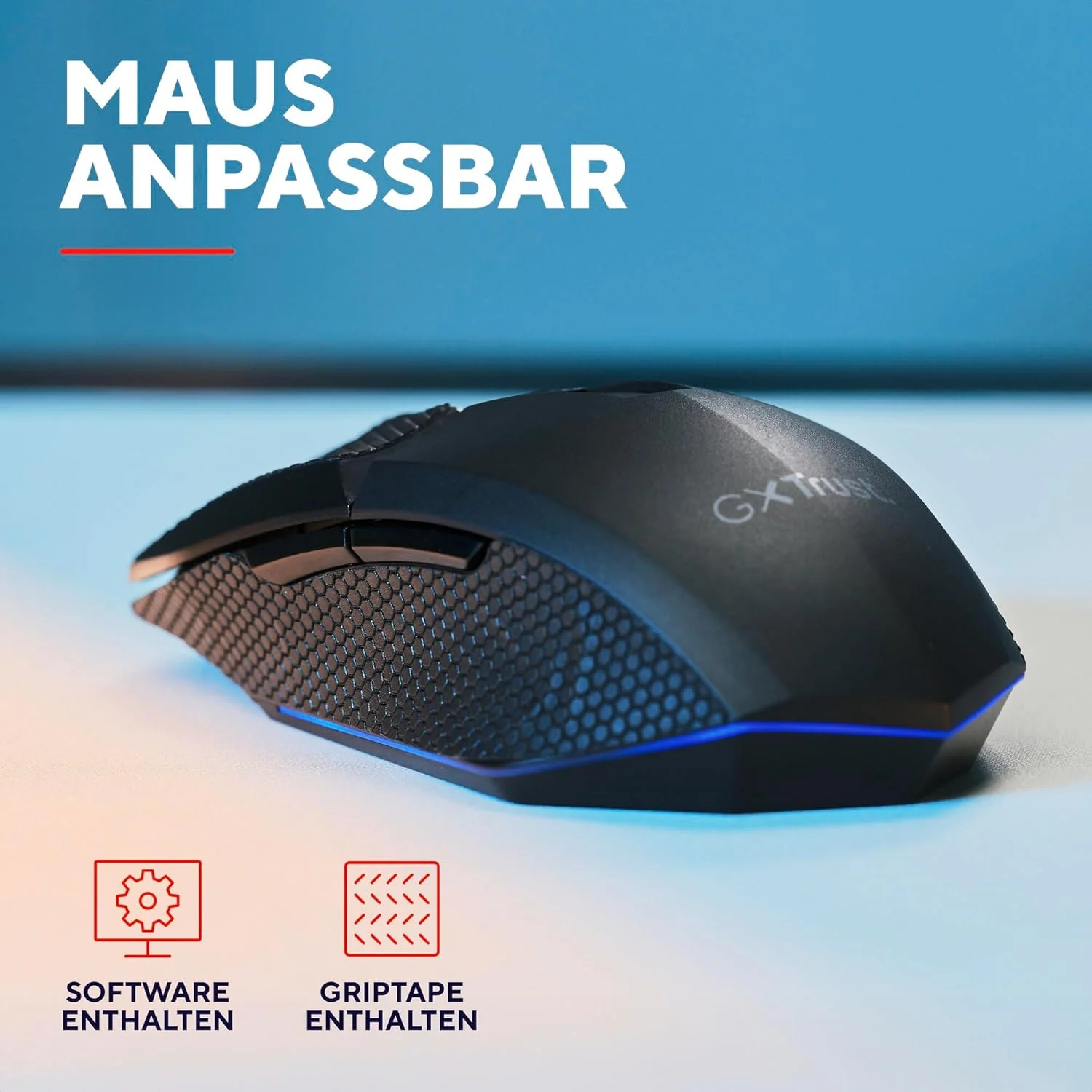 GXTrust 122 Felox+ Kabellose Gaming Maus Bluetooth + 2.4GHz mit Grip Pads, 12K DPI, 40 Stunden Akkul - Image 5