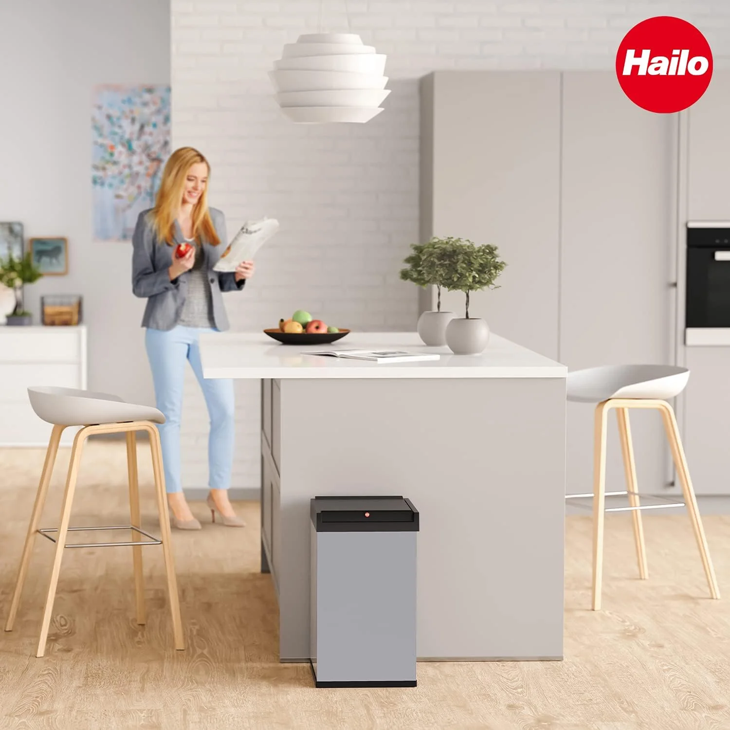 Hailo Big-Box Swing L Mülleimer - 1 x 35 Liter - selbstschliessender Schwingdeckel - Stahlblech - Mü - Image 7