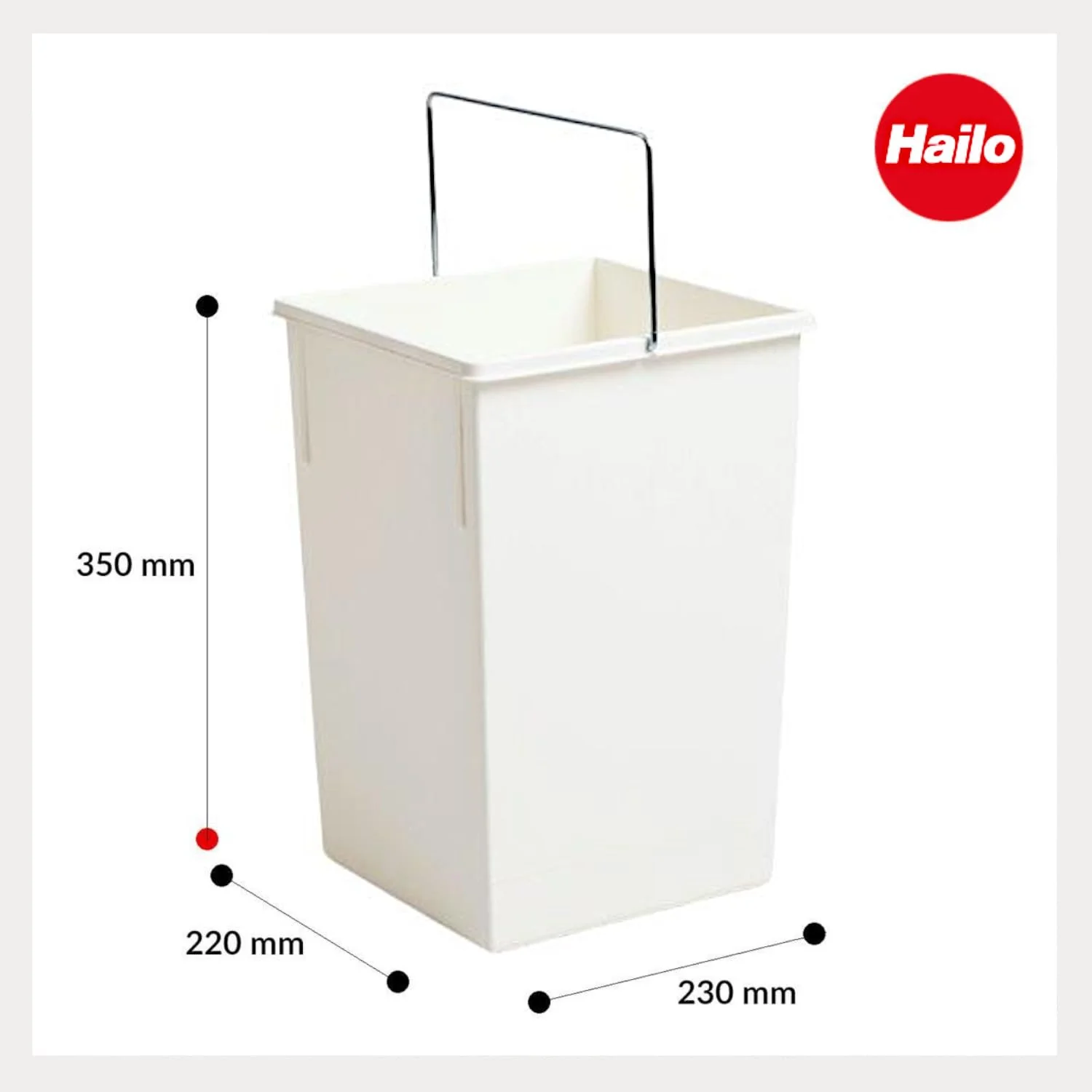 Hailo Inneneimer 1045119 | Abfalleimer Einsatz 15 Liter | Kunststoff Eimereinsatz weiss | mit Henkel - Image 3