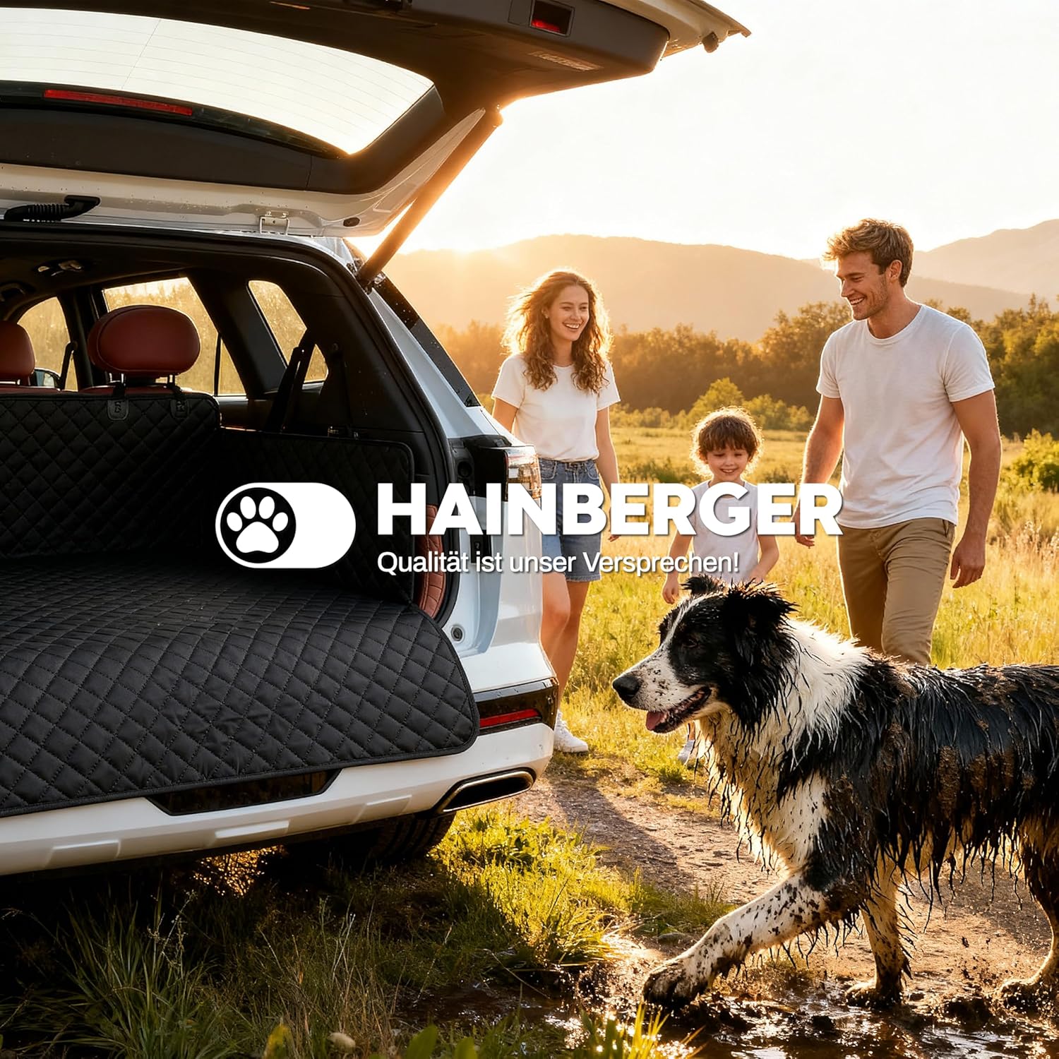 Hainberger Kofferraumschutz Hund gesteppt mit Seiten- und Ladekantenschutz Hundedecke Auto Kofferrau - Image 8
