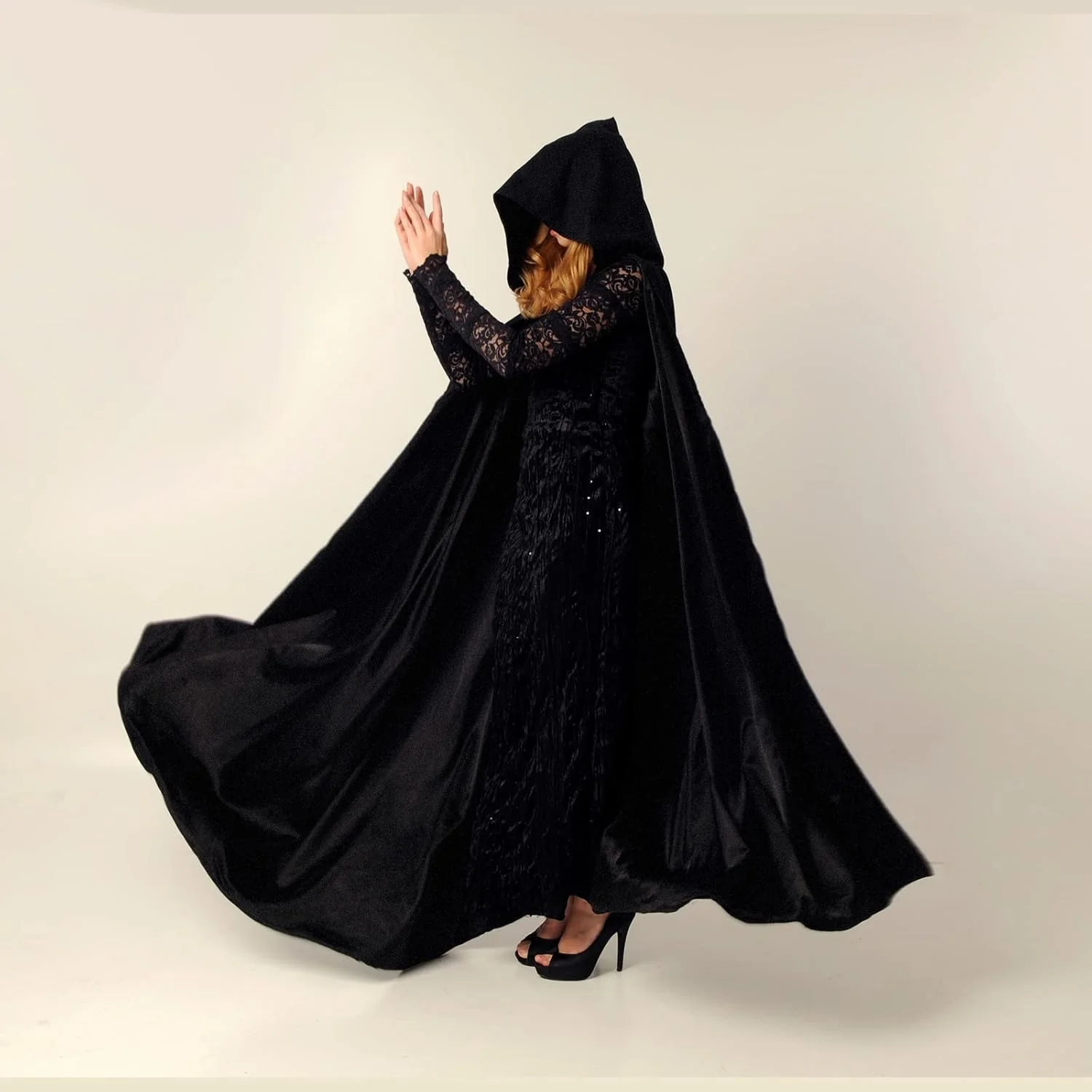 Halloween kostüm, Umhang Halloween Unisex umhang Cosplay kostüm Samt Kapuzenumhang Schwarz XXL, Schw - Image 3