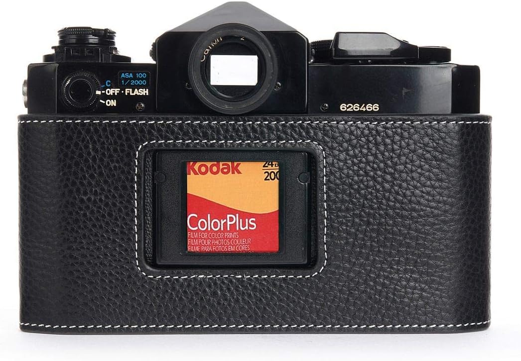 Handarbeit aus echtem echtem Leder halb Kamera Tasche Abdeckung für Canon F-1 (ohne Griff) schwarz F - Image 2