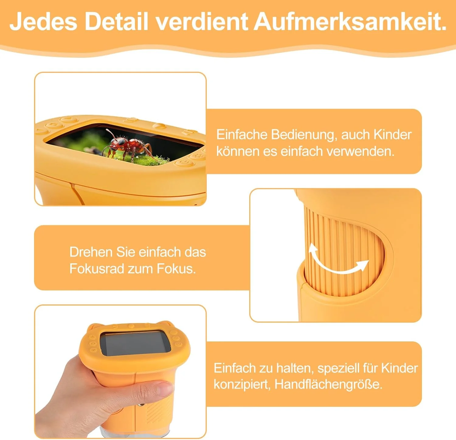 Handmikroskop für Kinder - 1080P HD 2.0" Bildschirm Mikroskop, Mini Tragbare Digitales Mikroskop mit - Image 3