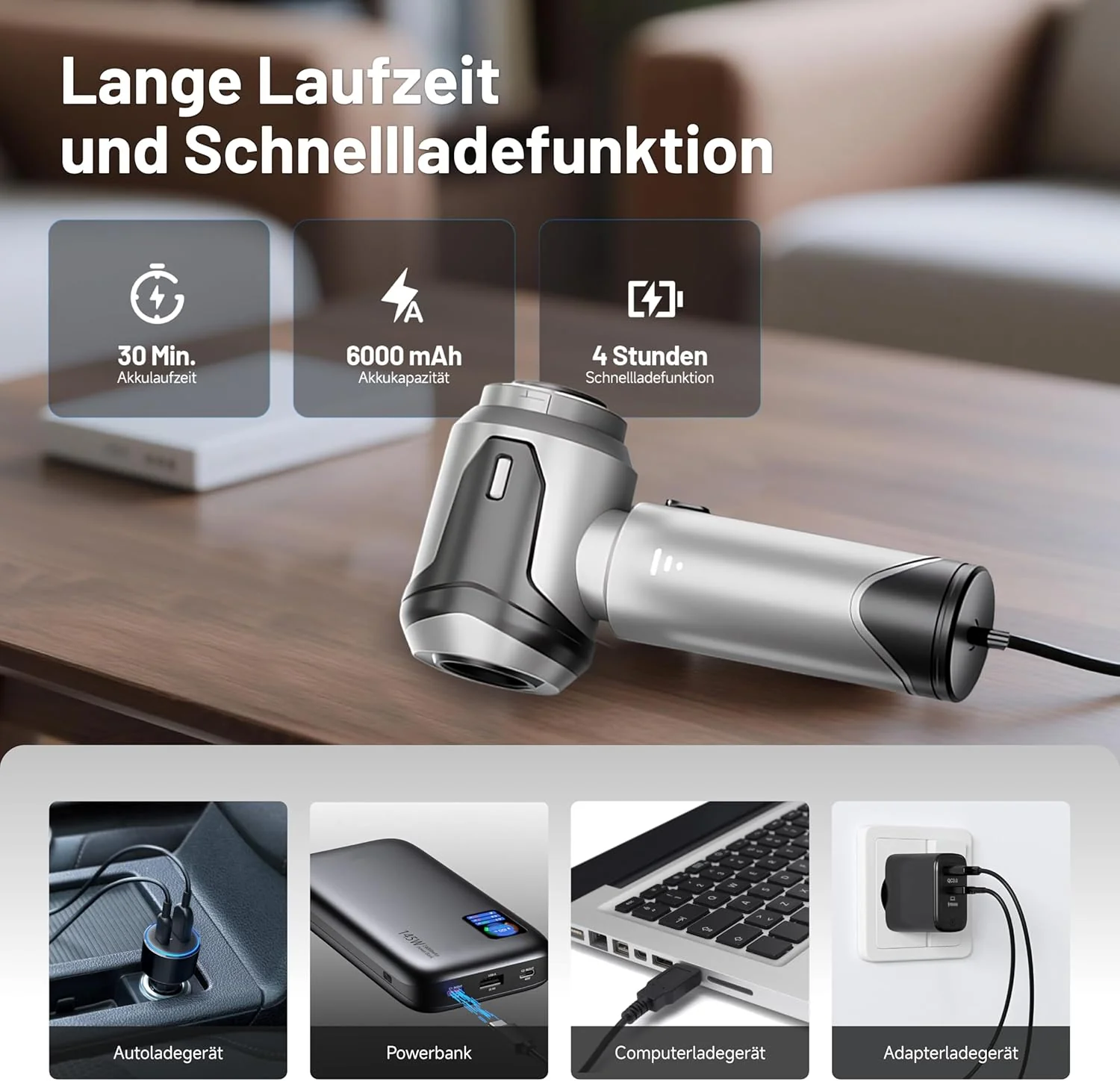 Handstaubsauger - 22000Pa Autostaubsauger mit 3 Stufen Saugstärke & bürstenloser Motor, 8000 U/min e - Image 3