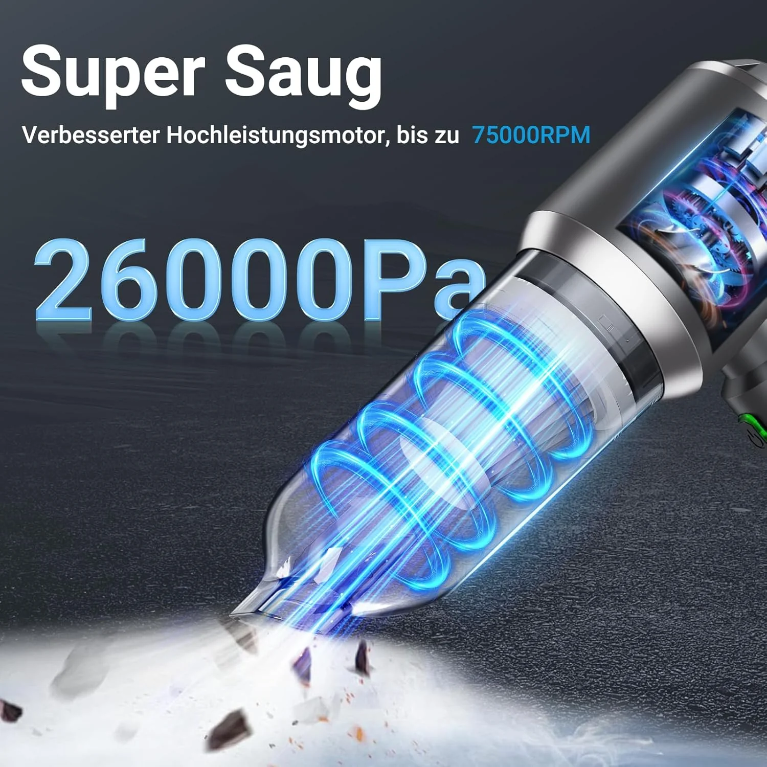 Handstaubsauger, Handstaubsauger Akku, 26000 Pa Autostaubsauger mit hoher Leistung, 4 in 1 Mini Stau - Image 2