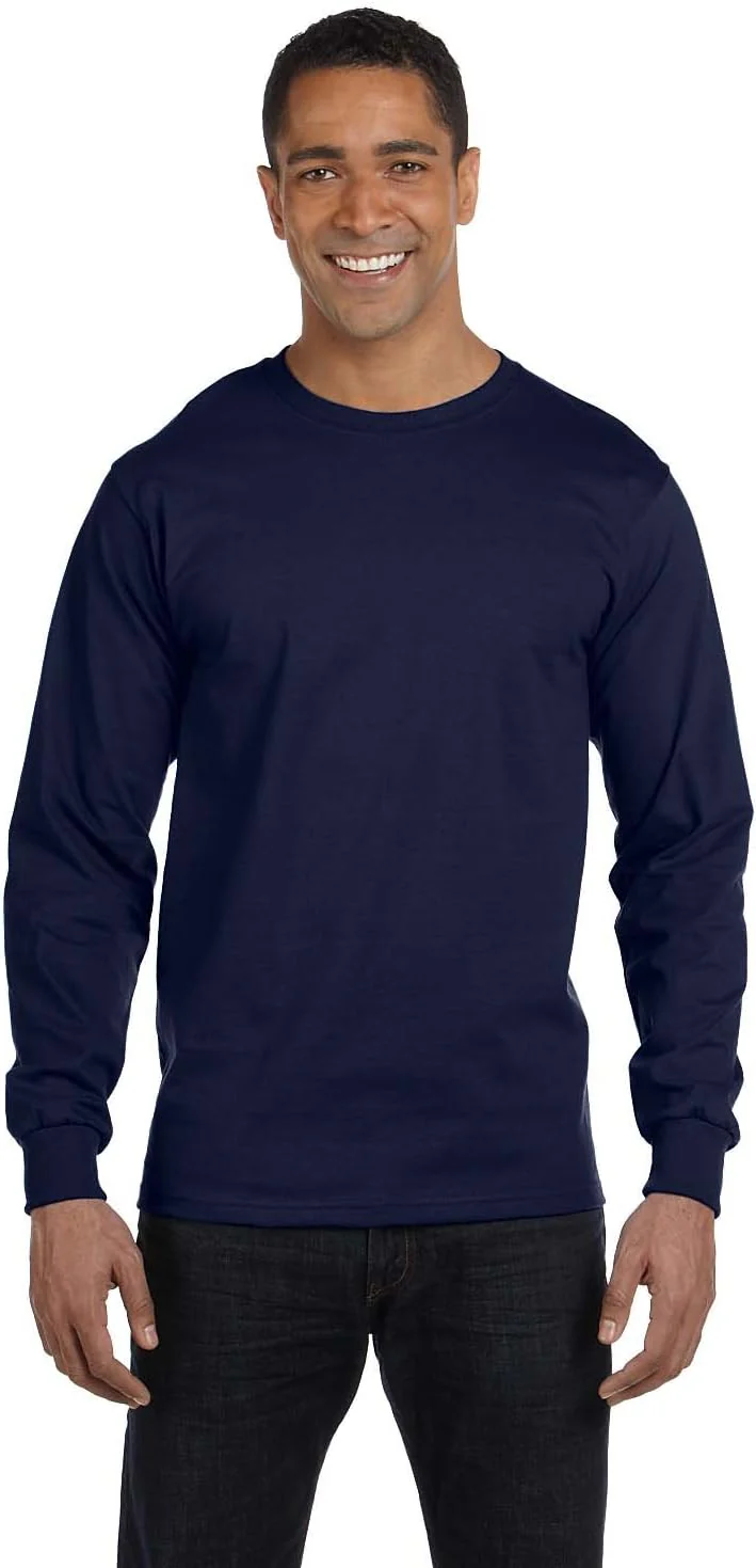 Hanes Essentials Herren Langarm T-Shirt Pack Herren Langarm T-Shirts Rundhals Baumwolle T-Shirts 2er - Image 2