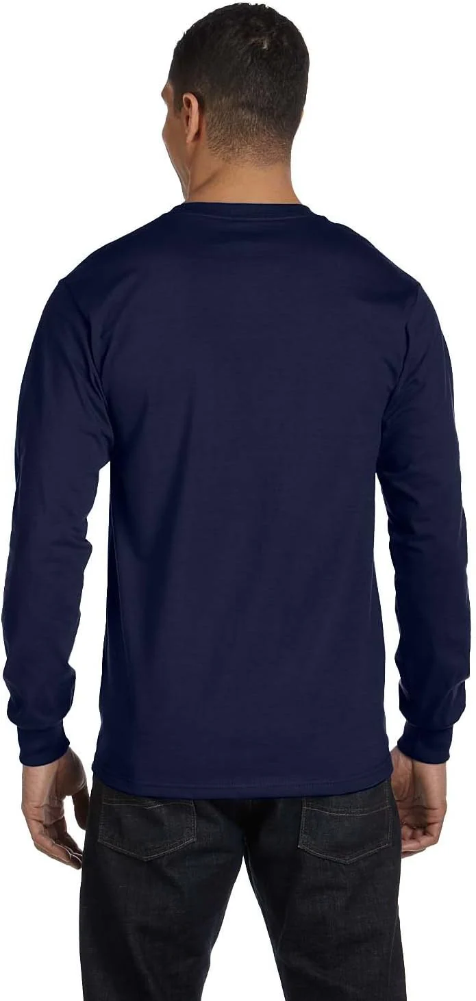 Hanes Essentials Herren Langarm T-Shirt Pack Herren Langarm T-Shirts Rundhals Baumwolle T-Shirts 2er - Image 6