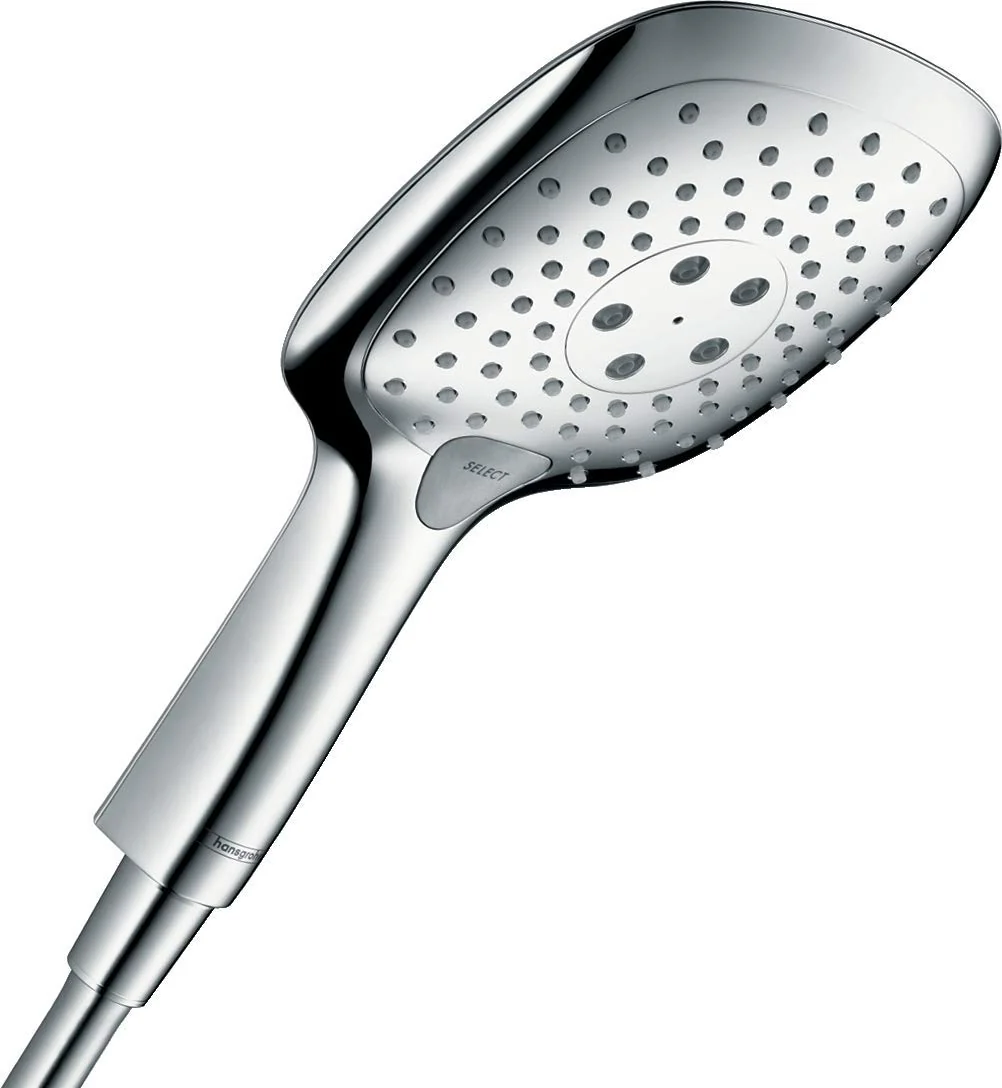 hansgrohe Raindance Select E - Duschkopf, Handbrause mit 3 Strahlarten, eckige Duschbrause (150 x 15