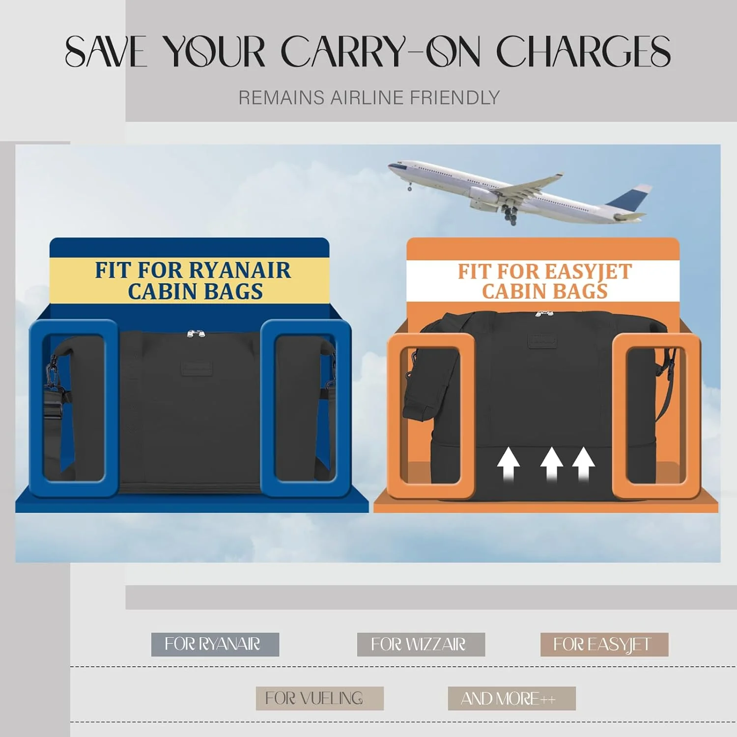 Hayayu für Ryanair Handgepäck 40x20x25 Handgepäck Tasche für Flugzeug Reisetasche Erweiterbar Handge - Image 2