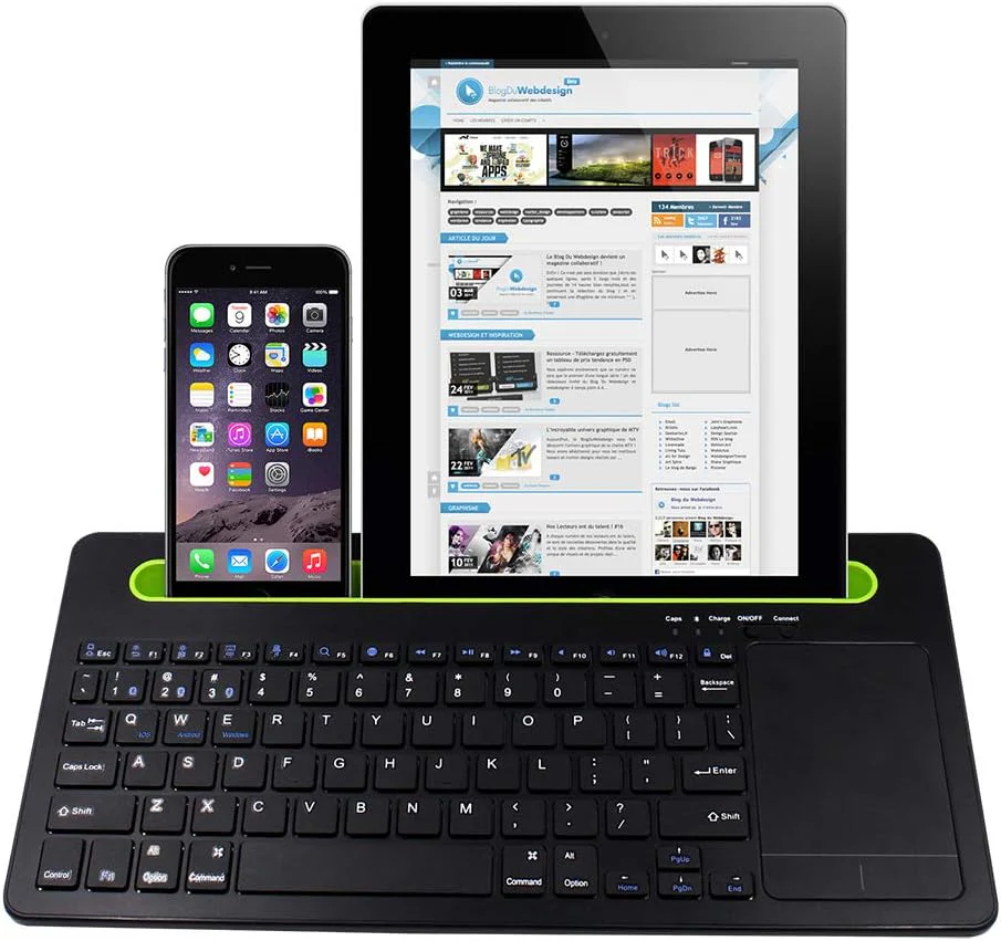 HDWR Tastatur mit Touchpad, Bluetooth 3.0, Ständer für Telefon oder Tablet, Multipairing, Dreikanalb - Image 8