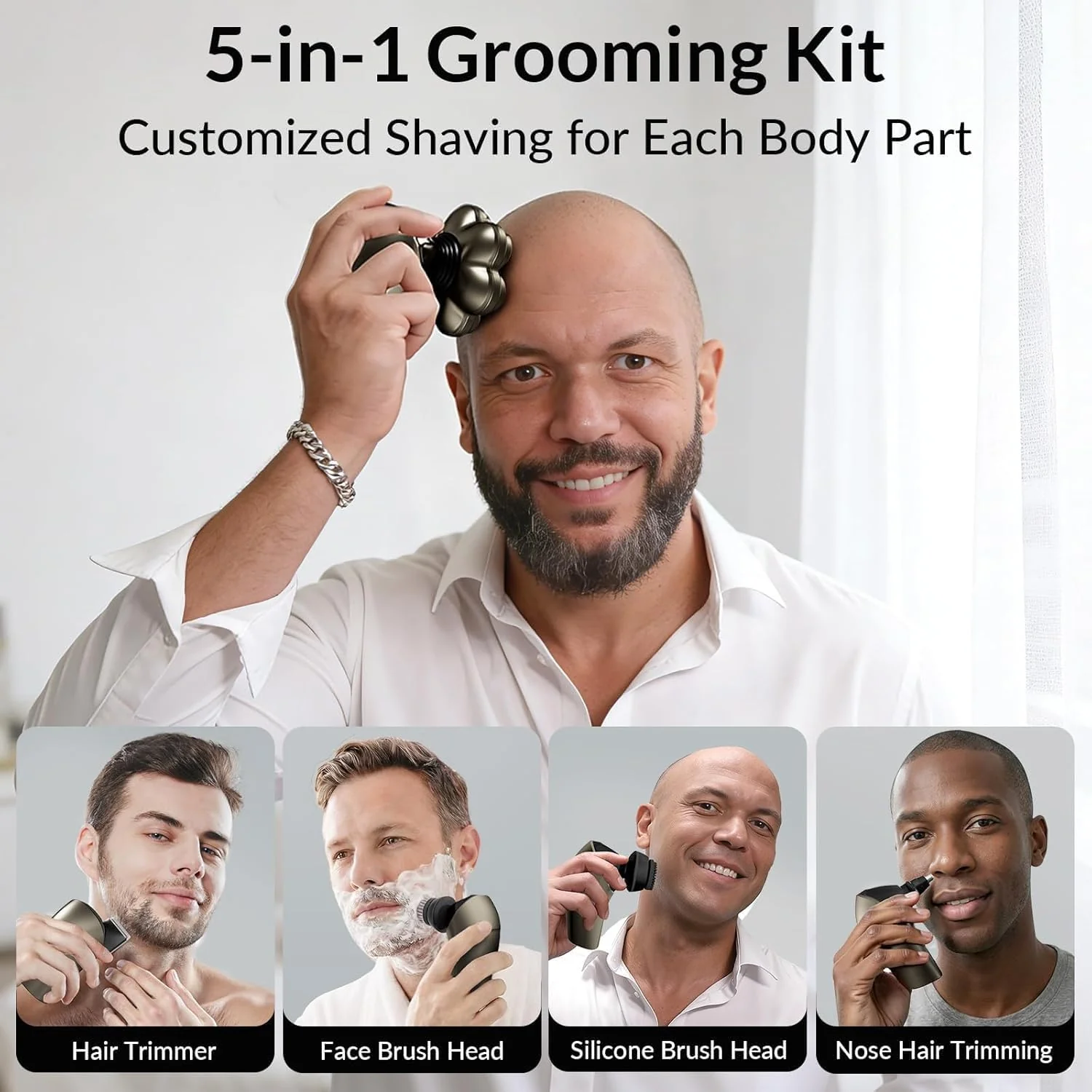 Head Shavers for Bald Men - Glatzen Rasierer Herren - 7D Gebogener Magnetischer Abnehmbarer Elektris - Image 5