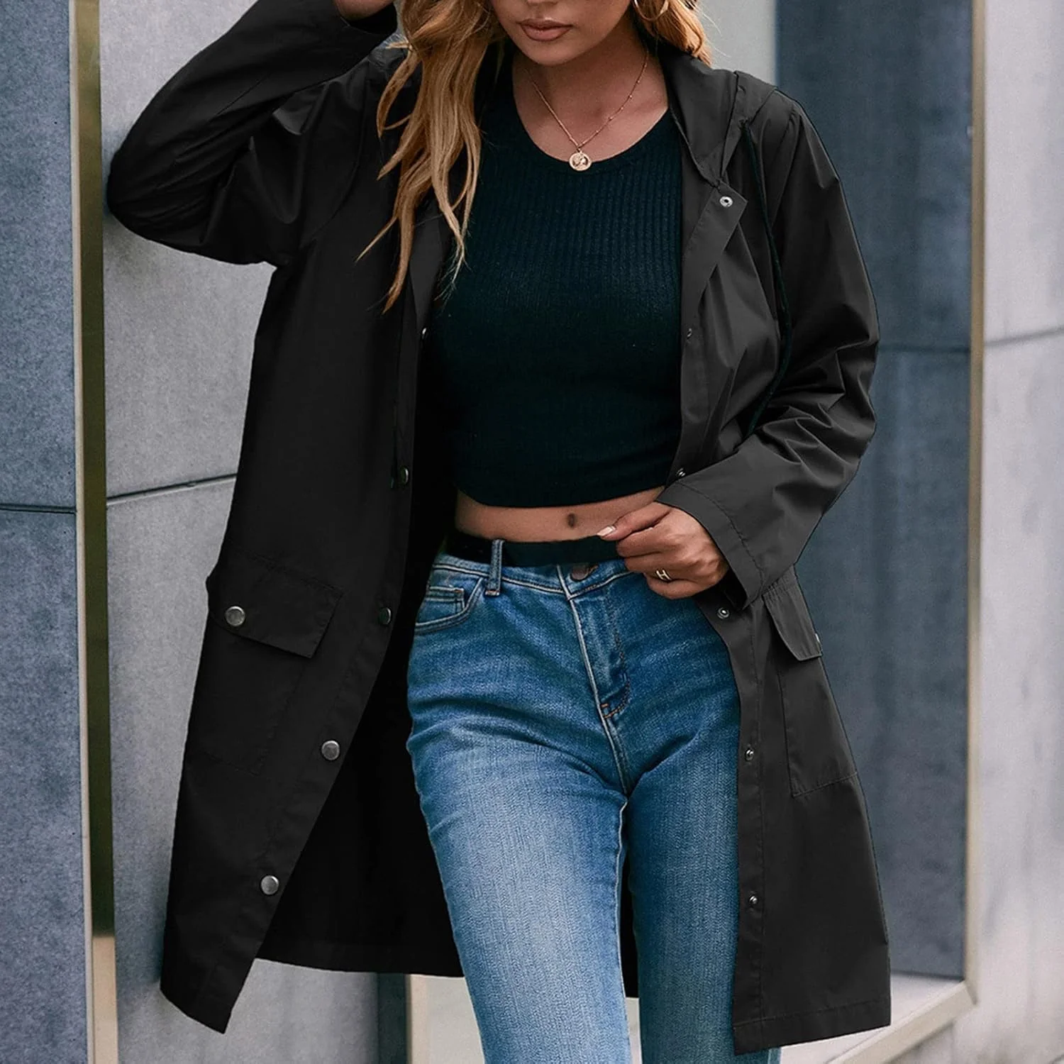 Herbst Frühling Jacke Regenjacke Damen Wasserdicht Atmungsaktiv Leicht Übergangsjacke Outdoor Windbr - Image 2