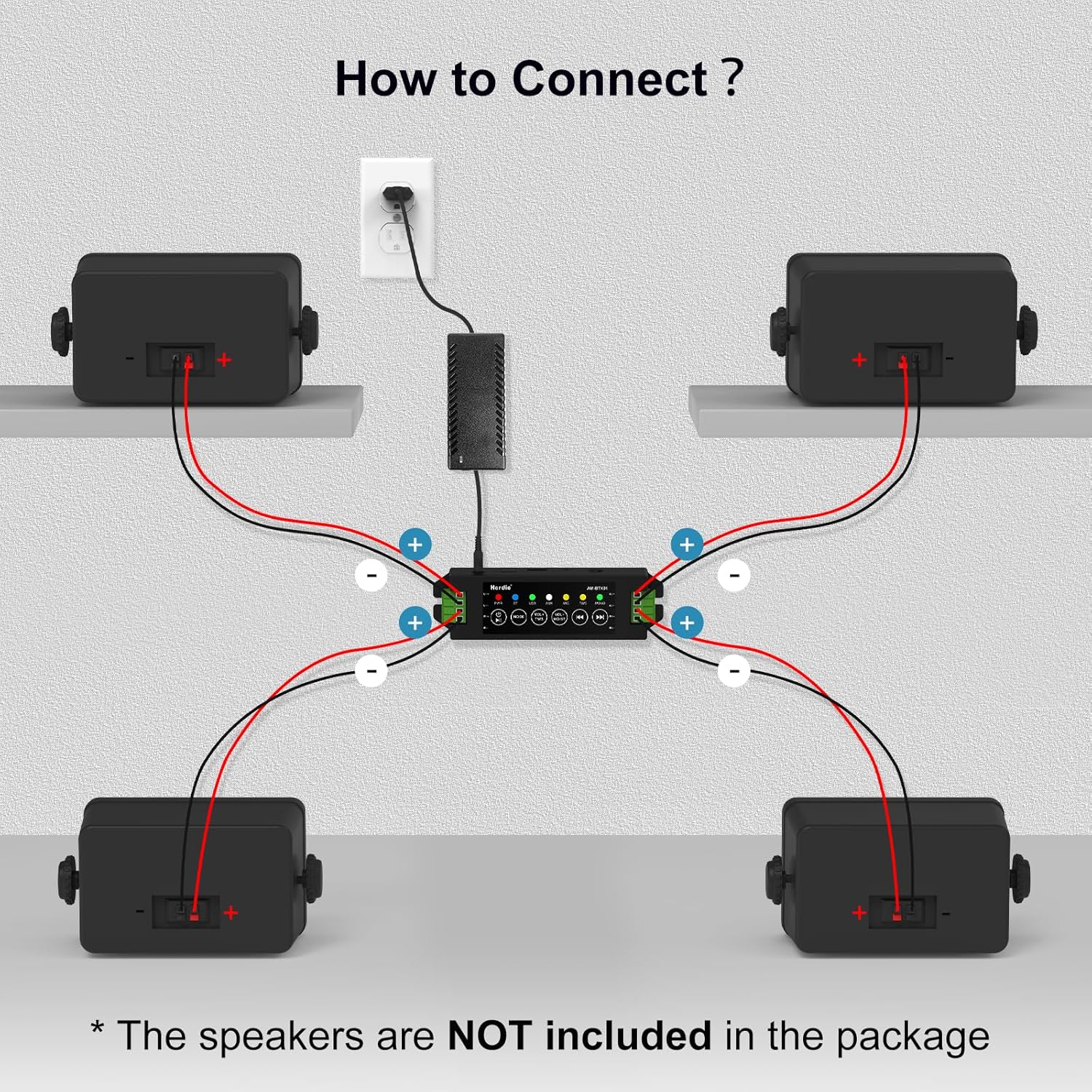Herdio 4-Kanal-Verstärker Bluetooth 5.0 Amp Receiver 200W Ausgangsleistung mit 24V5A AC-DC Netzteil - Image 7