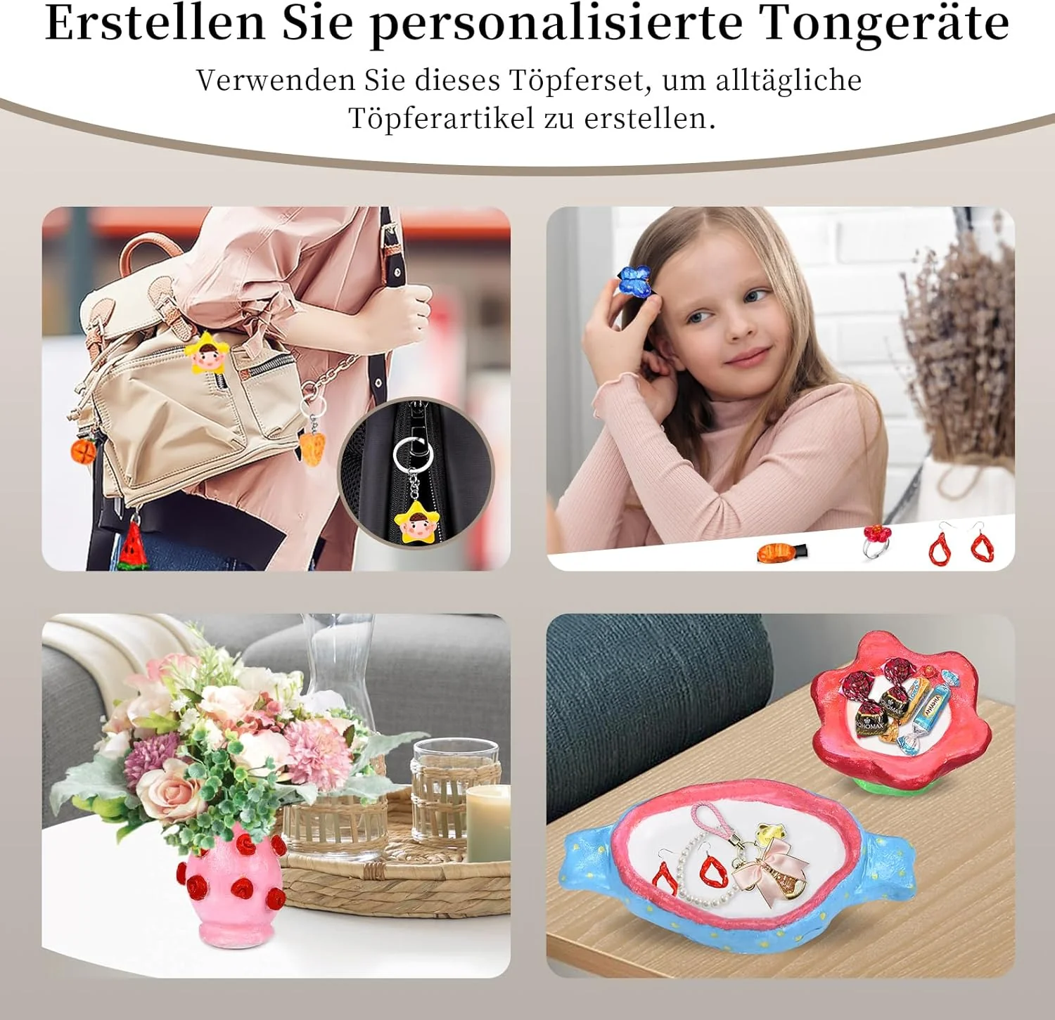 Herenear Lufttrocknendes Ton-Töpfer-Set für Anfänger, Töpferset für Zuhause, Ton Lufttrocknend in We - Image 4