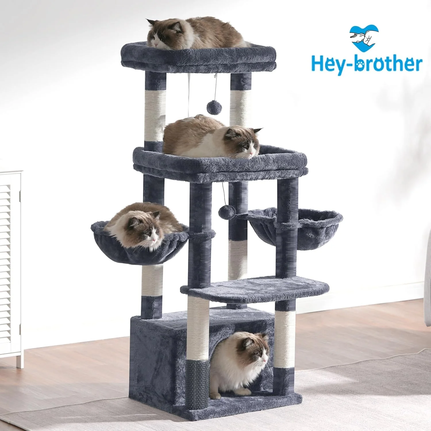 Hey-brother Kratzbaum, Katzenbaum für Grosskatze und Maine-Coon-Katzen, mehrstöckiger Stabil Katzenk - Image 8