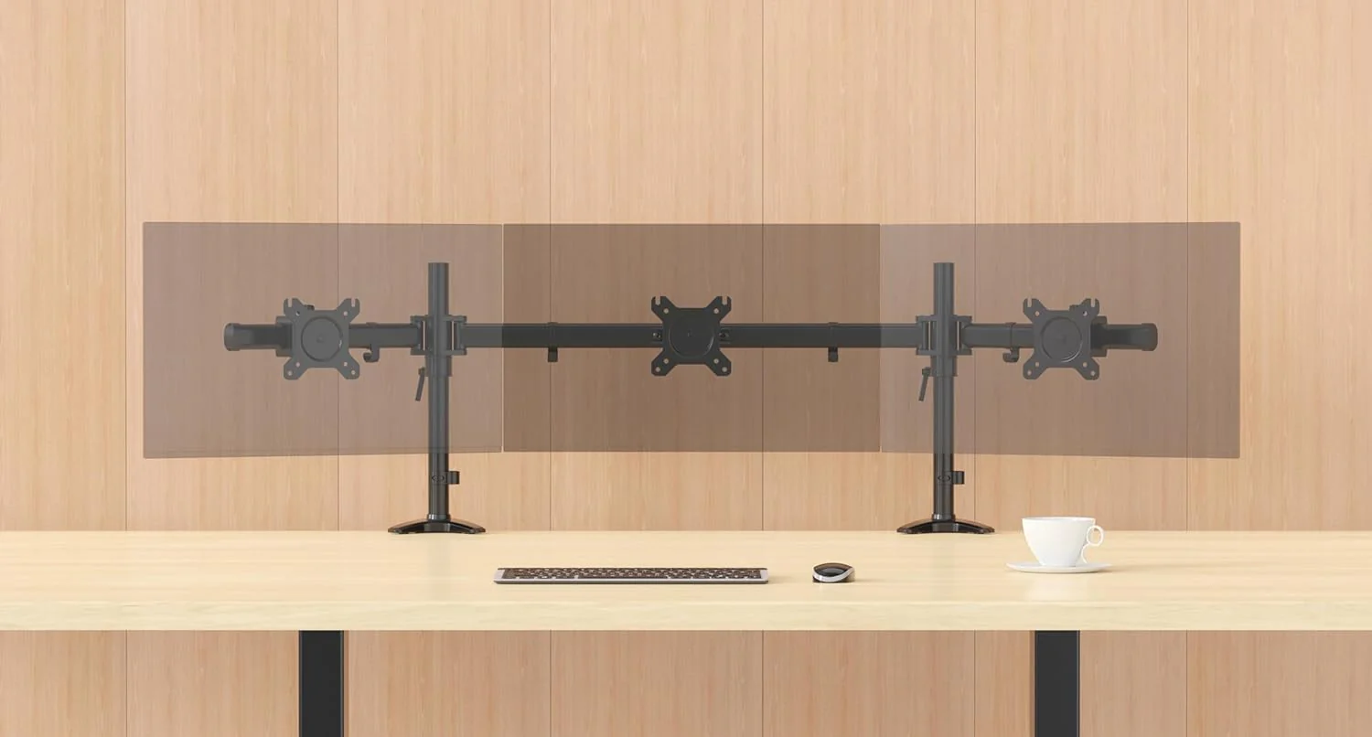 HFTEK - Monitorhalterung für 3 Monitore von 15 bis 27 Zoll Monitor Mount TV Stand Monitorständer Bil - Image 5