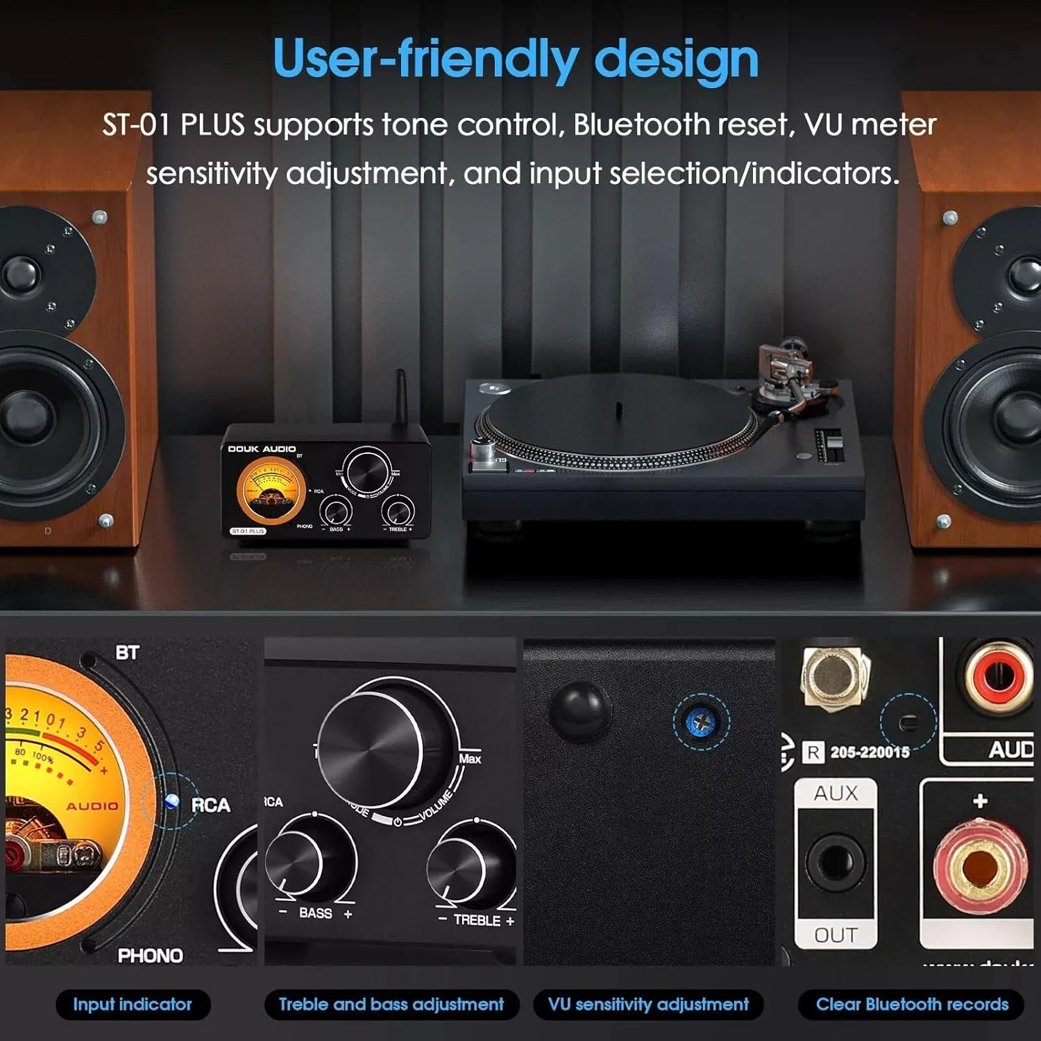HiFi Bluetooth TPA3255 Digitaler Verstärker VU Meter Plattenspieler Stereo Amplifier (ST-01 Plus) ST - Image 4