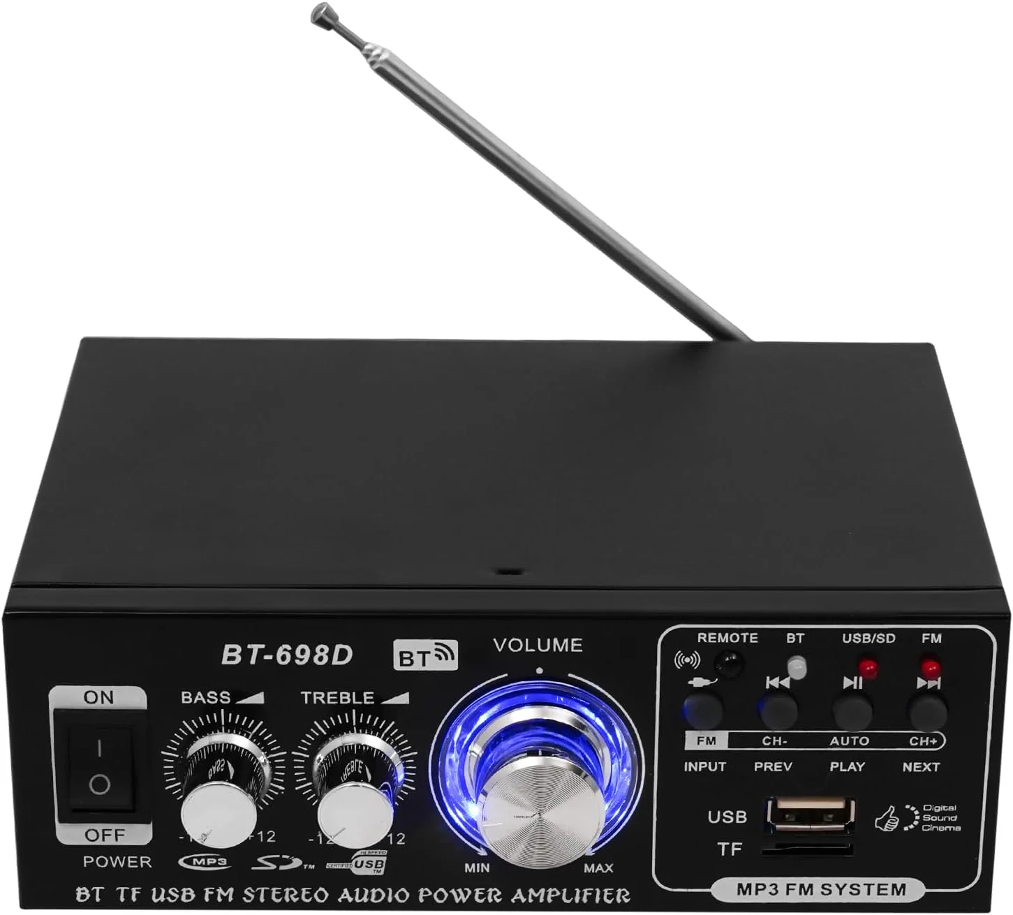 HiFi-Verstärker, Mini Bluetooth Stereo Audio Verstärker Receiver, 60W Mini Amp 2 Kanal, USB-Flash-Di - Image 3