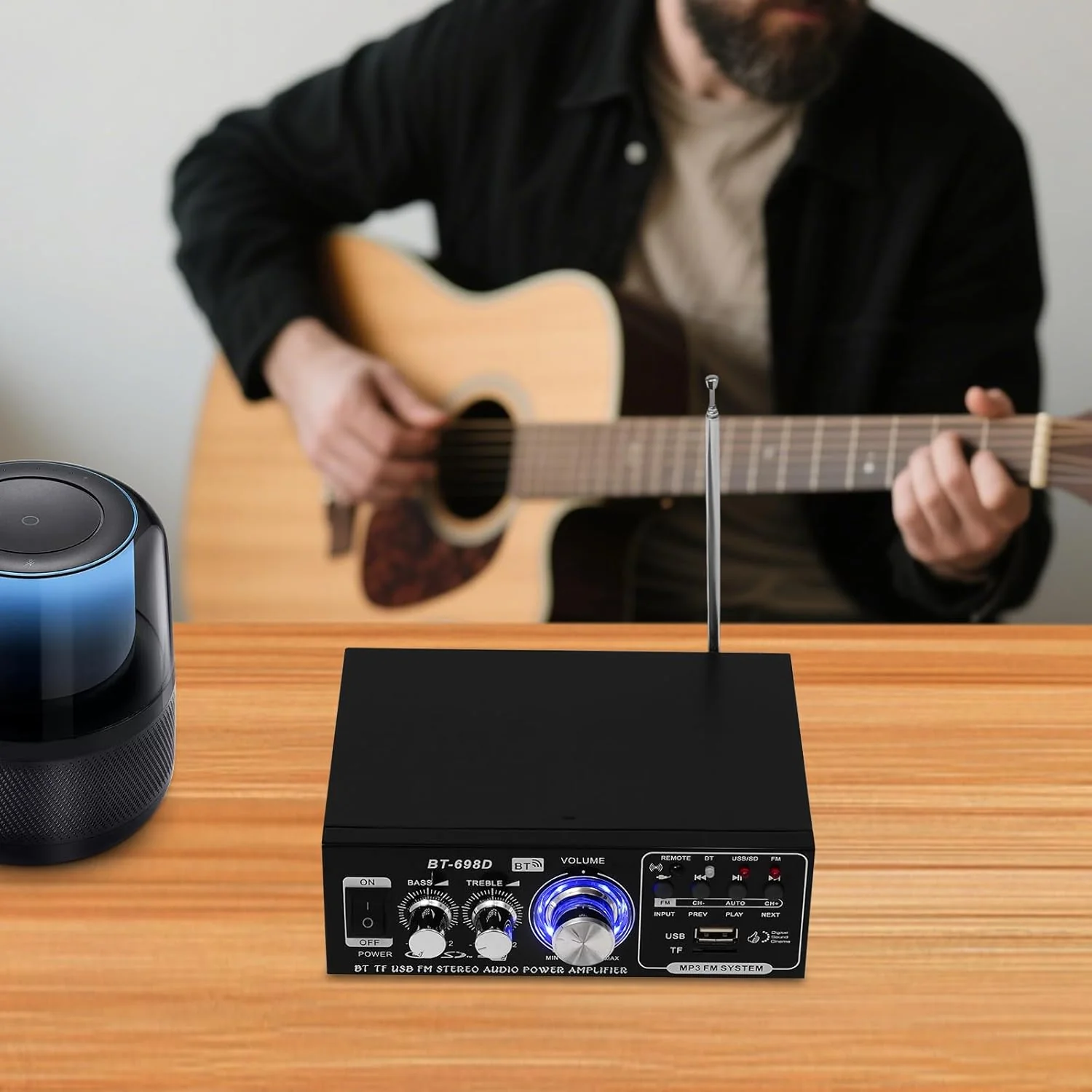 HiFi-Verstärker, Mini Bluetooth Stereo Audio Verstärker Receiver, 60W Mini Amp 2 Kanal, USB-Flash-Di - Image 7