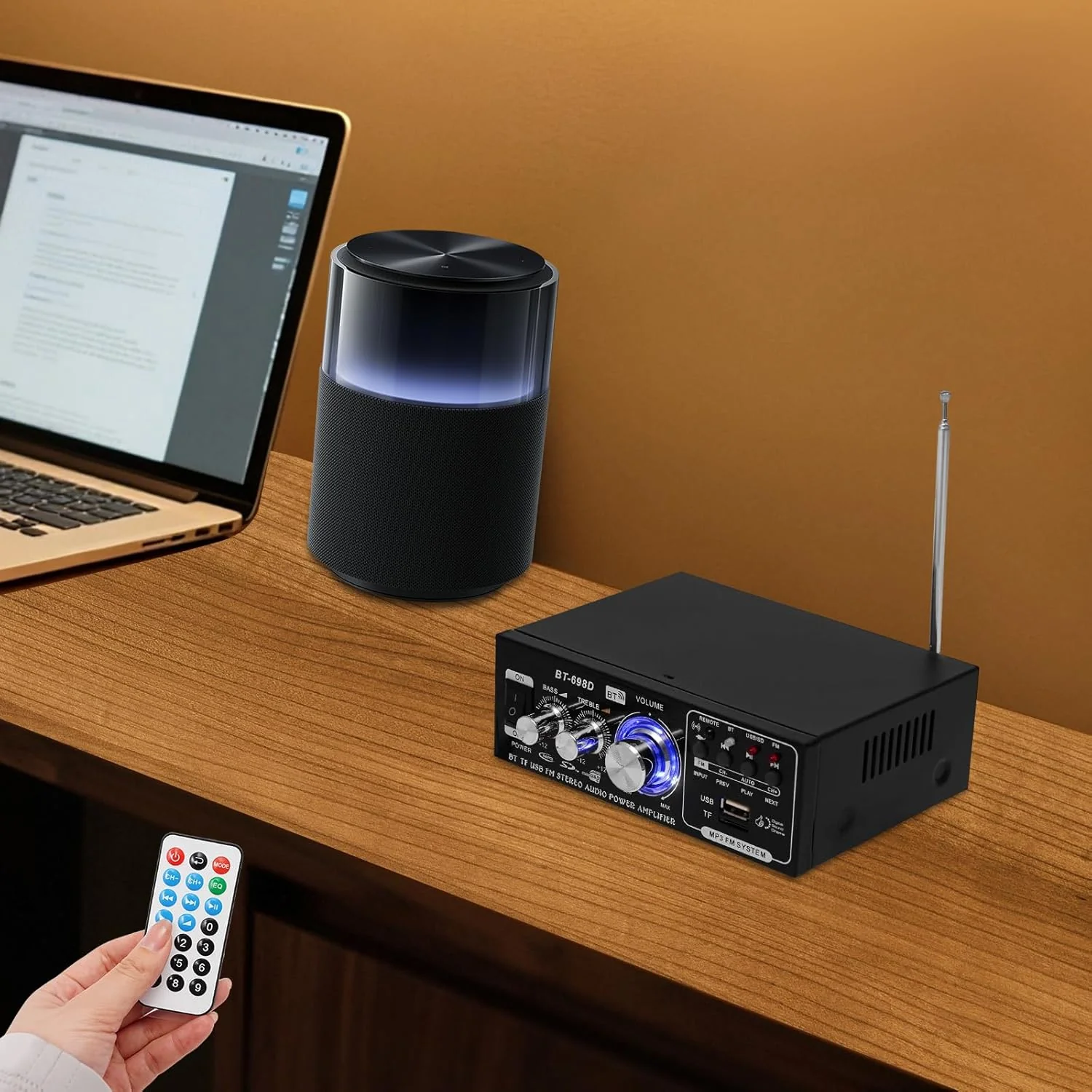 HiFi-Verstärker, Mini Bluetooth Stereo Audio Verstärker Receiver, 60W Mini Amp 2 Kanal, USB-Flash-Di - Image 8