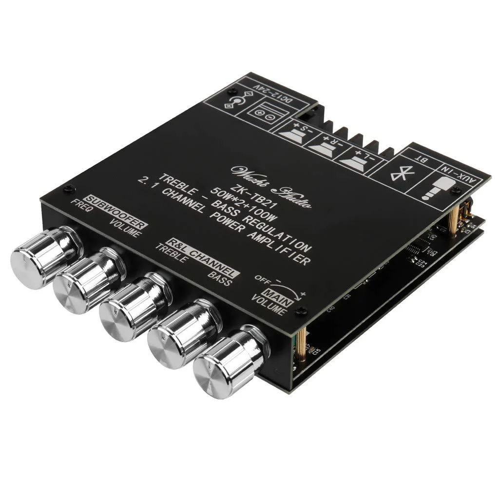 HiFi-Verstärker TB21 Mini Bluetooth5.0 Verstärker Modul 2.1 Kanal Stereo Audio Amplifier Board 50WX2