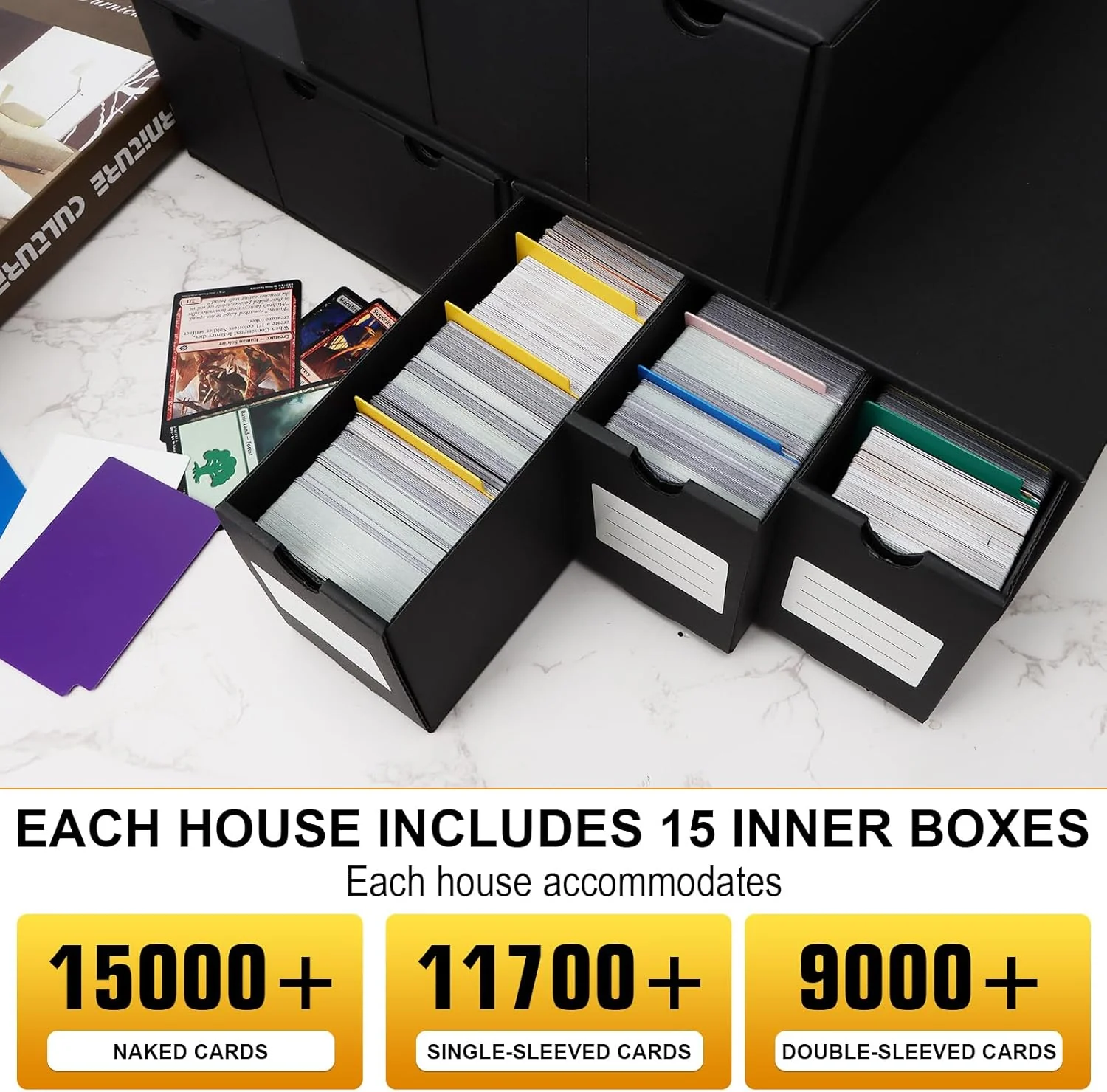 HIMOMO Sammelkarten-Aufbewahrungsbox für 14000+ Trading Card Karten, Karten Aufbewahrungsbox mit 48 - Image 3